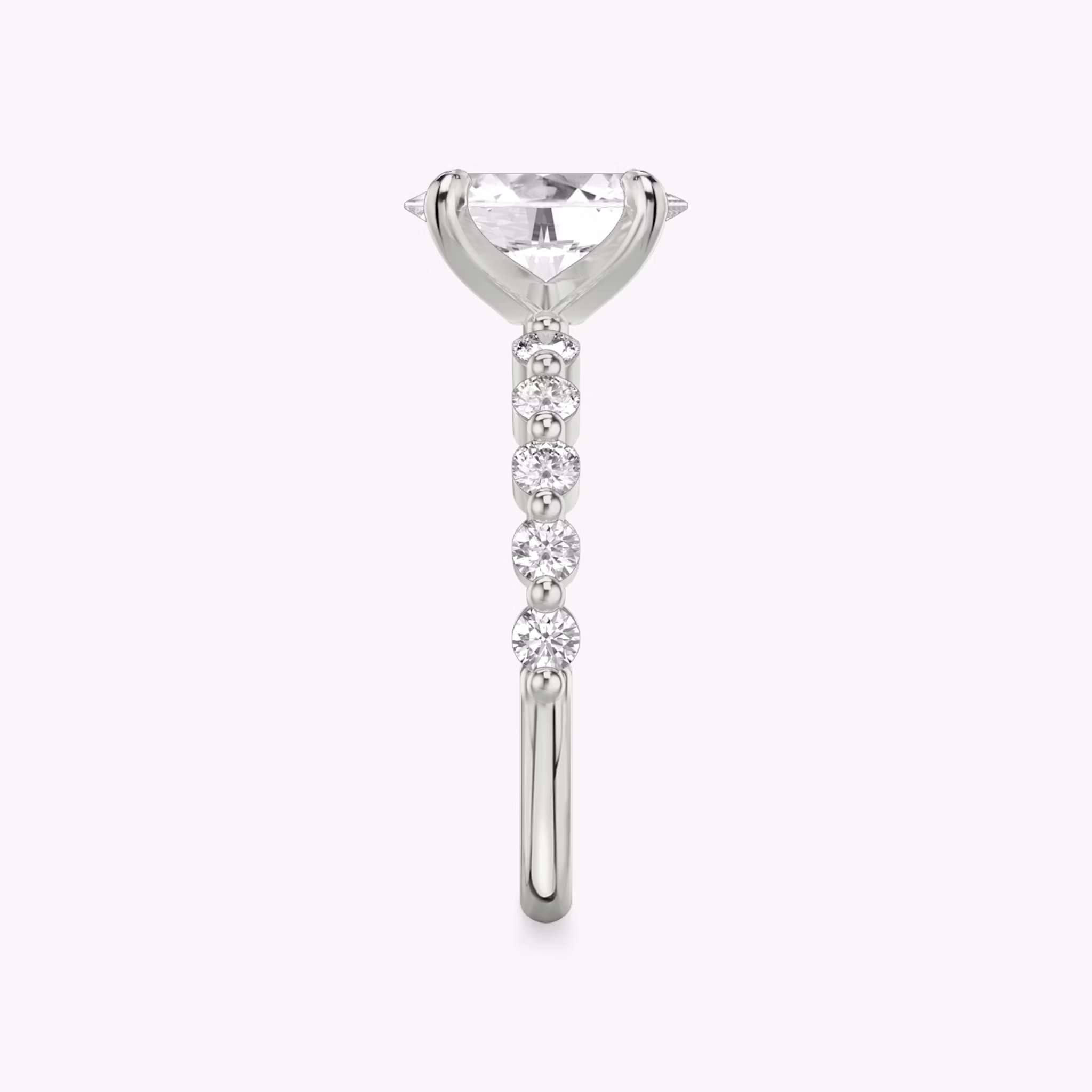The Single Shared Prong | Oval | 18k | White Gold | bandAccent: Plain | bandStoneStyle: large | diamondOrientation: vertical | caratWeight: other