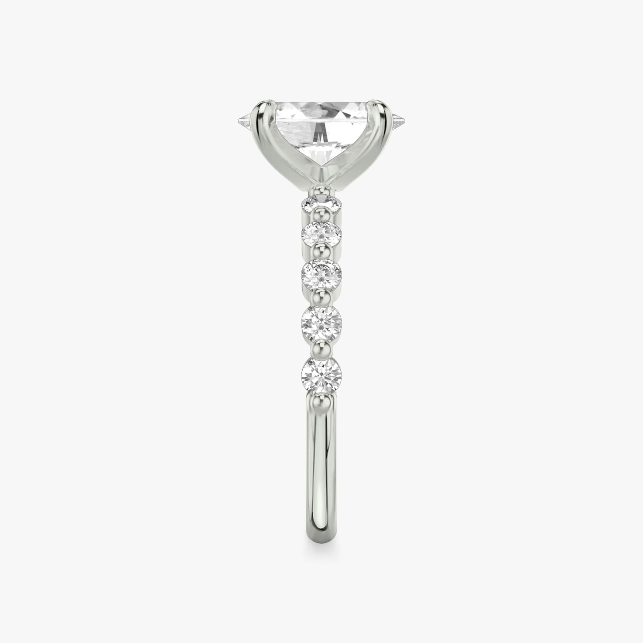 The Single Shared Prong | Oval | 18k | White Gold | bandAccent: Plain | bandStoneStyle: large | diamondOrientation: vertical | caratWeight: other