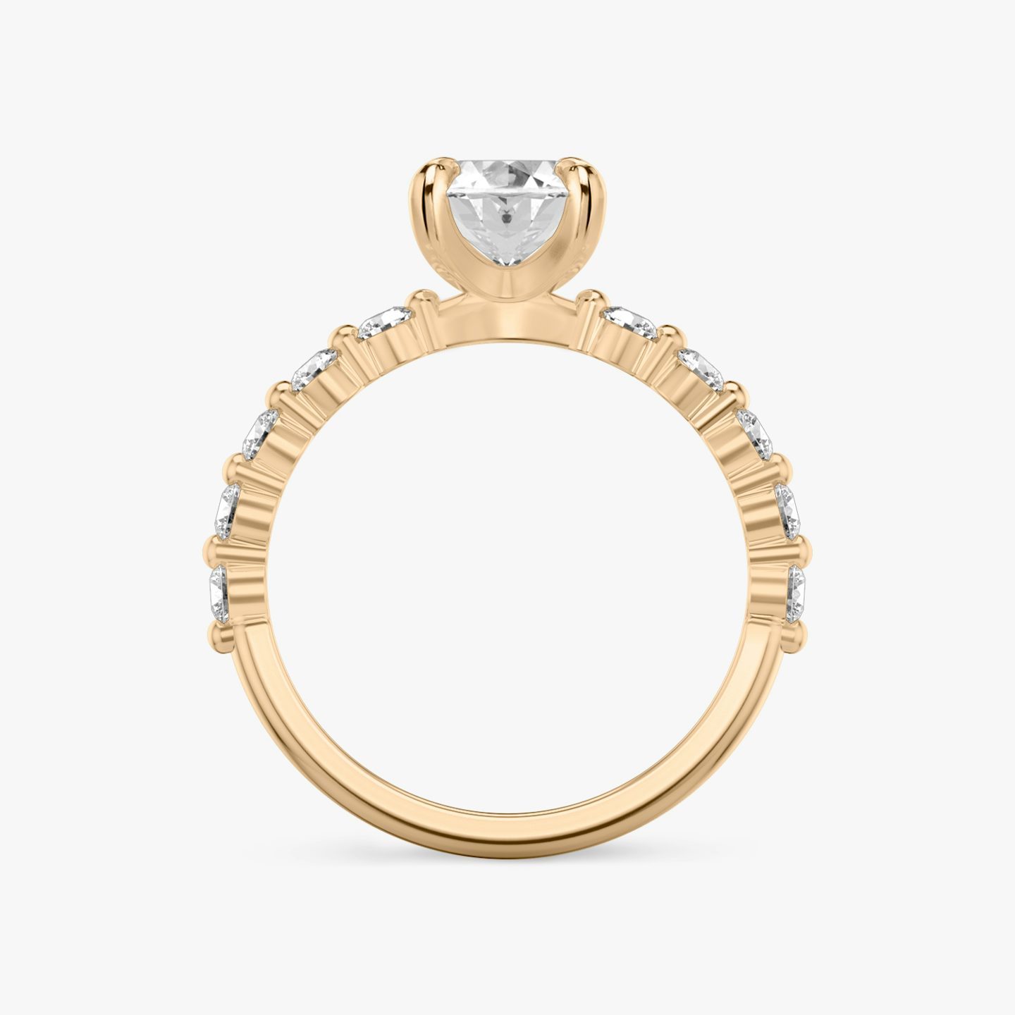 The Single Shared Prong | Oval | 14k | Rose Gold | bandAccent: Plain | bandStoneStyle: large | diamondOrientation: vertical | caratWeight: other