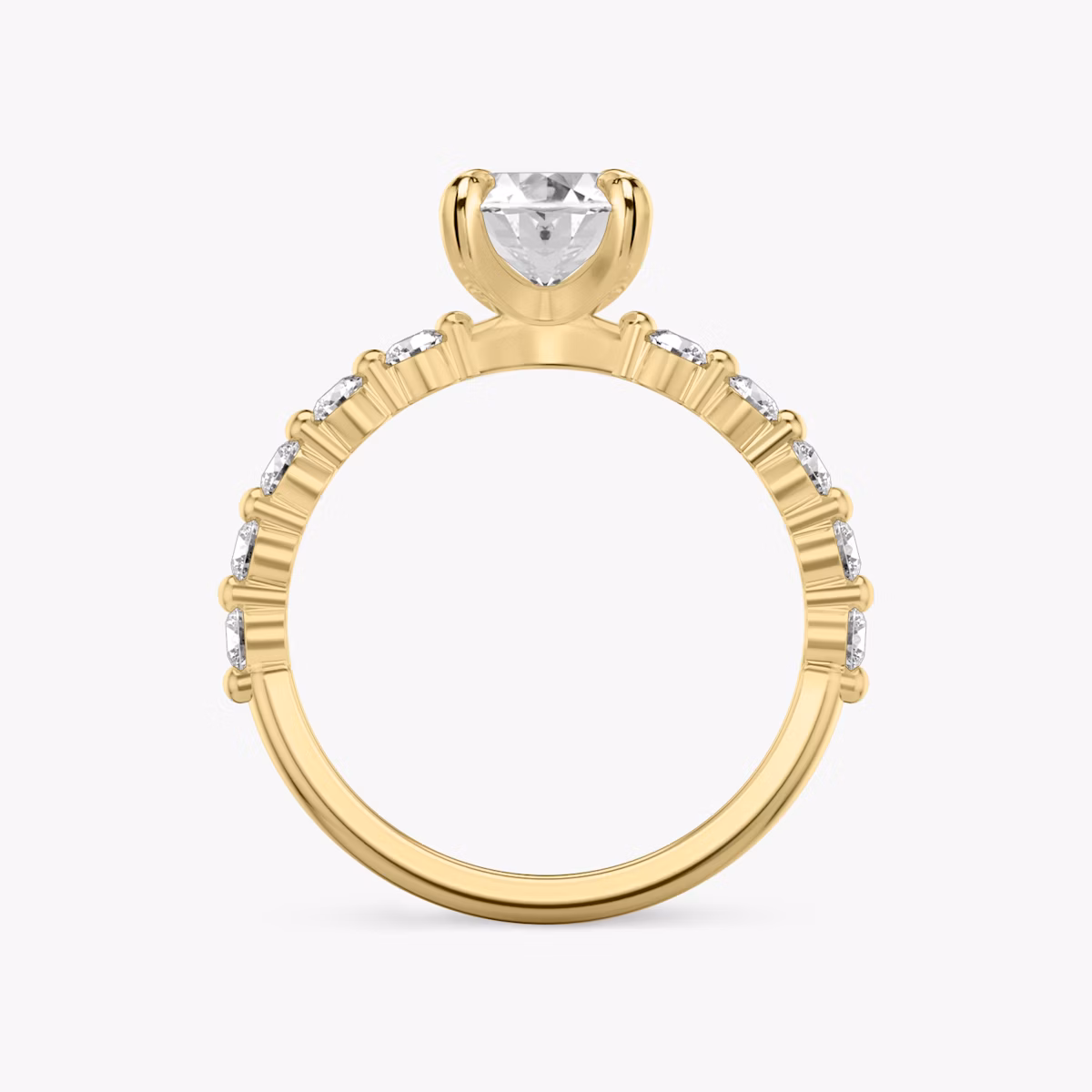 The Single Shared Prong | Oval | 18k | Yellow Gold | bandAccent: Plain | bandStoneStyle: large | diamondOrientation: vertical | caratWeight: other