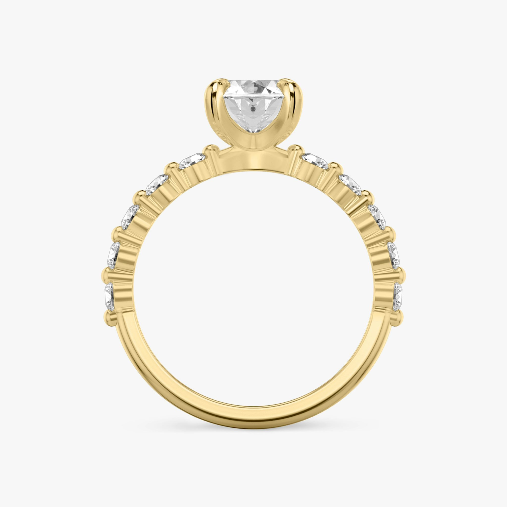 The Single Shared Prong | Oval | 18k | Yellow Gold | bandAccent: Plain | bandStoneStyle: large | diamondOrientation: vertical | caratWeight: other