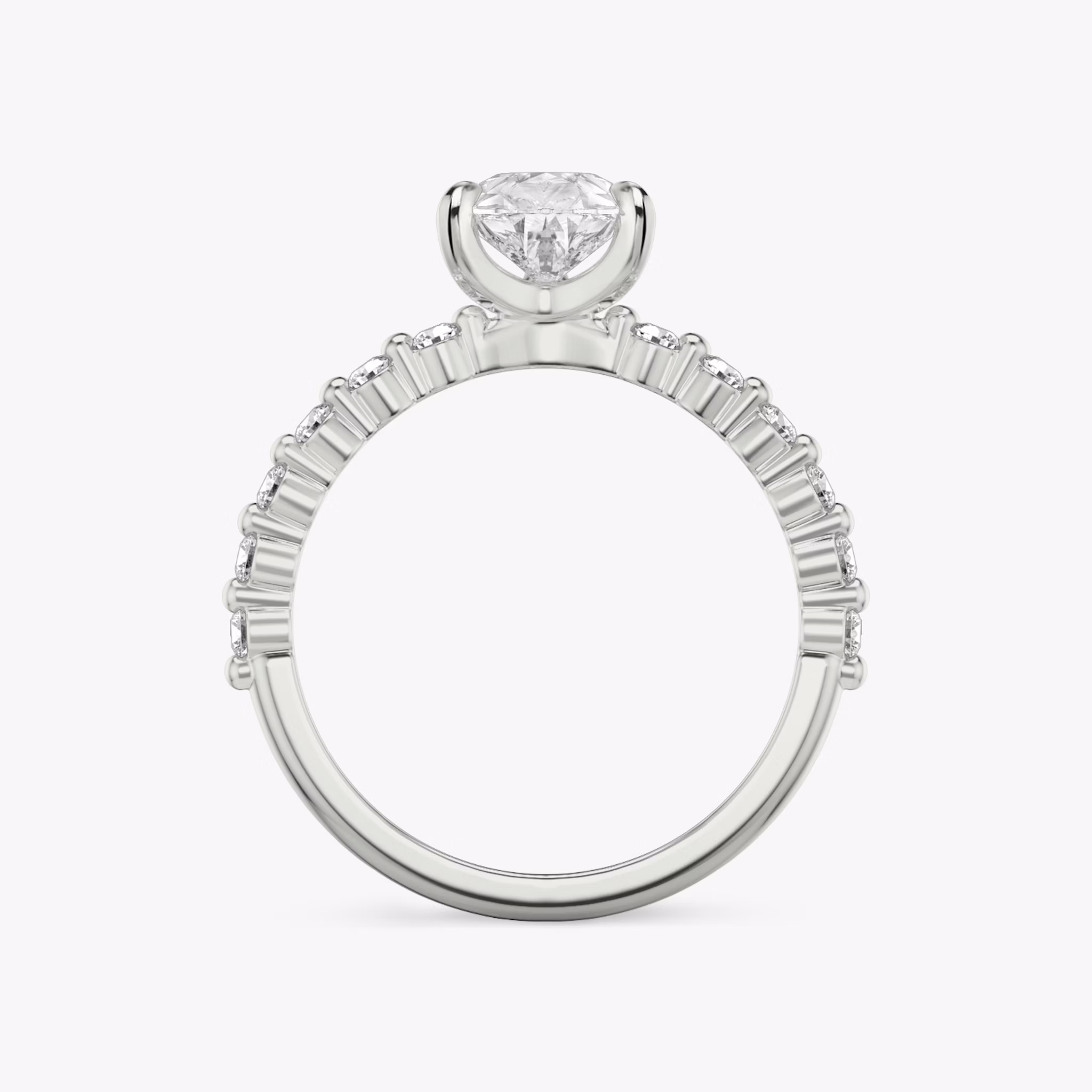 The Single Shared Prong | Pear | 18k | White Gold | bandAccent: Plain | bandStoneStyle: original | diamondOrientation: vertical | caratWeight: other