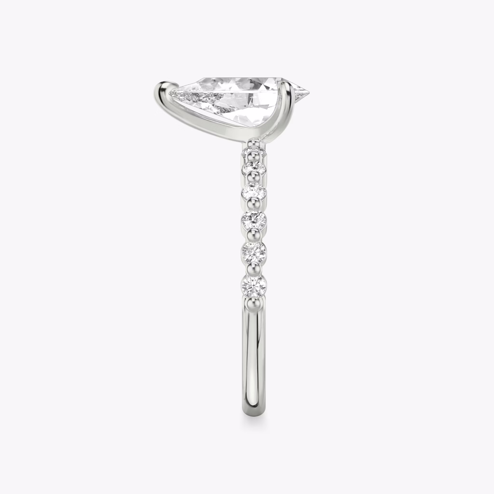 The Single Shared Prong | Pear | 18k | White Gold | bandAccent: Plain | bandStoneStyle: original | diamondOrientation: vertical | caratWeight: other