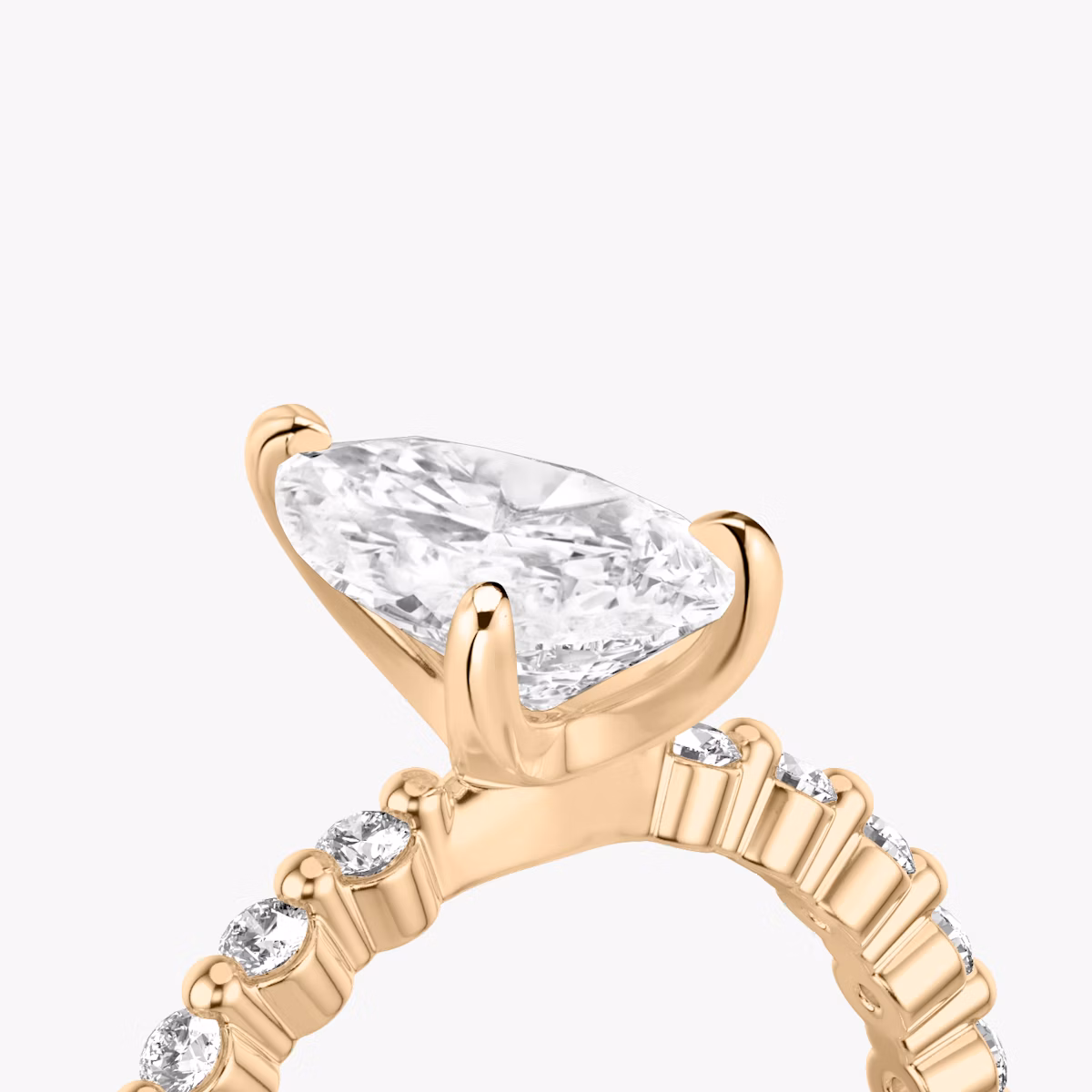 The Single Shared Prong | Pear | 14k | Rose Gold | bandAccent: Plain | bandStoneStyle: original | diamondOrientation: vertical | caratWeight: other
