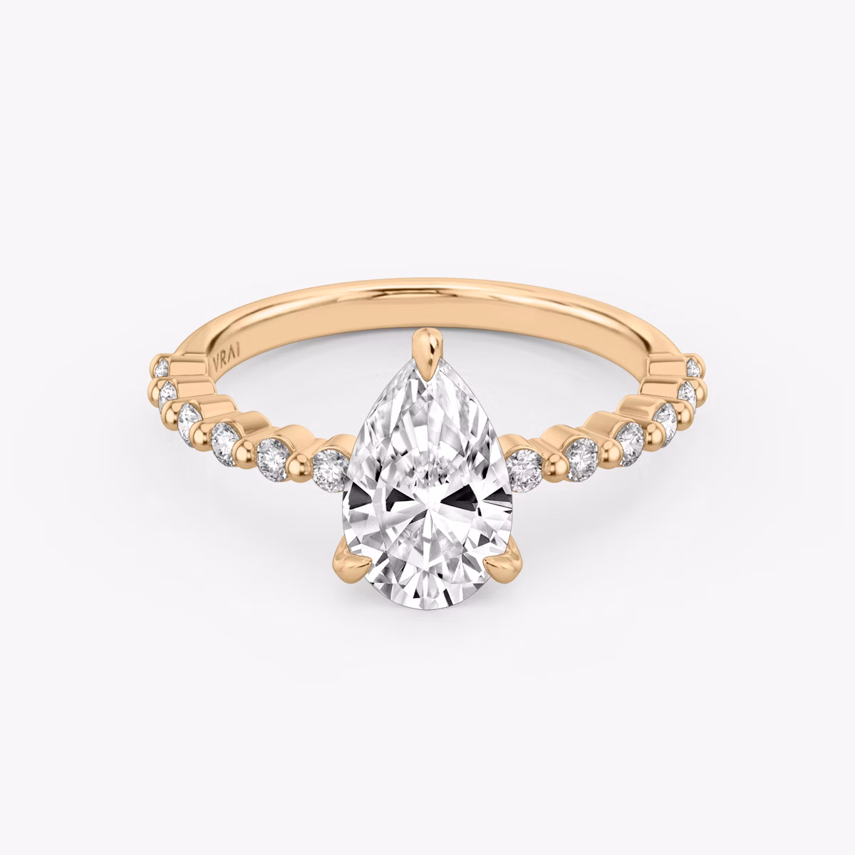 The Single Shared Prong | Pear | 14k | Rose Gold | bandAccent: Plain | bandStoneStyle: original | diamondOrientation: vertical | caratWeight: other