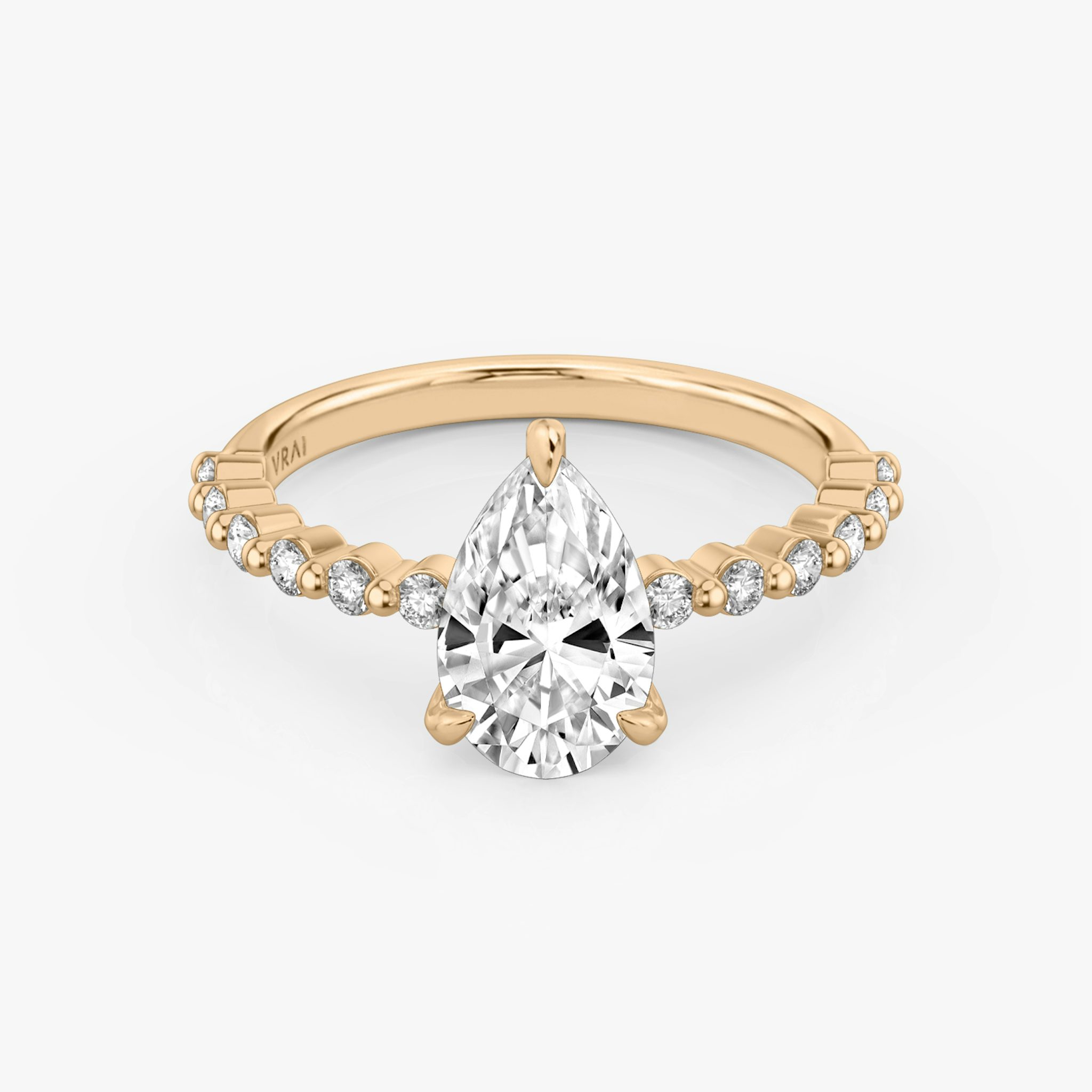 The Single Shared Prong | Pear | 14k | Rose Gold | bandAccent: Plain | bandStoneStyle: original | diamondOrientation: vertical | caratWeight: other
