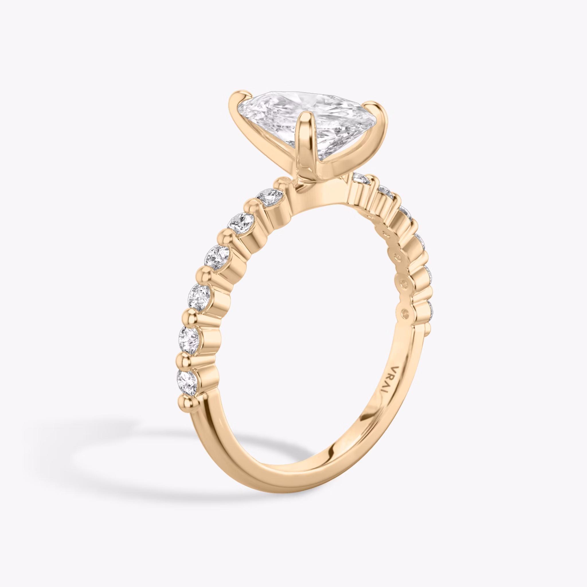 The Single Shared Prong | Pear | 14k | Rose Gold | bandAccent: Plain | bandStoneStyle: original | diamondOrientation: vertical | caratWeight: other