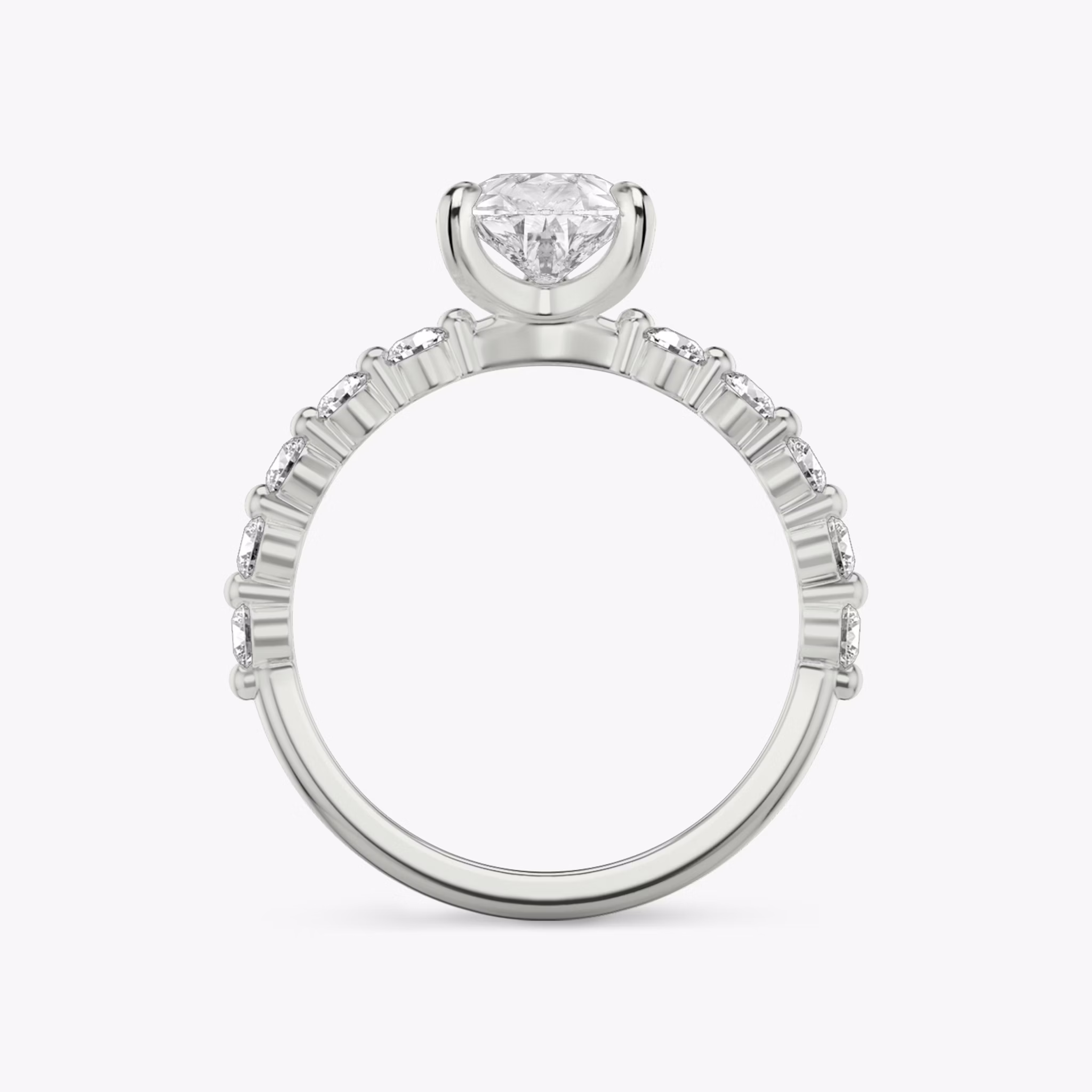 The Single Shared Prong | Pear | 18k | White Gold | bandAccent: Plain | bandStoneStyle: large | diamondOrientation: vertical | caratWeight: other