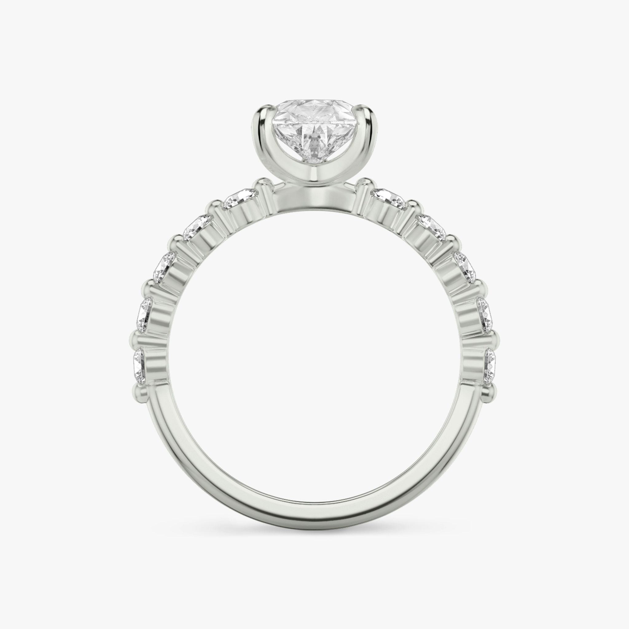 The Single Shared Prong | Pear | 18k | White Gold | bandAccent: Plain | bandStoneStyle: large | diamondOrientation: vertical | caratWeight: other