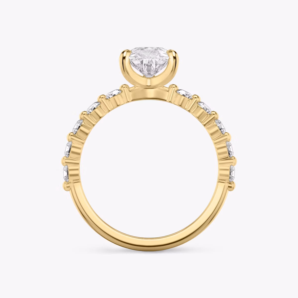 The Single Shared Prong | Pear | 18k | Yellow Gold | bandAccent: Plain | bandStoneStyle: large | diamondOrientation: vertical | caratWeight: other