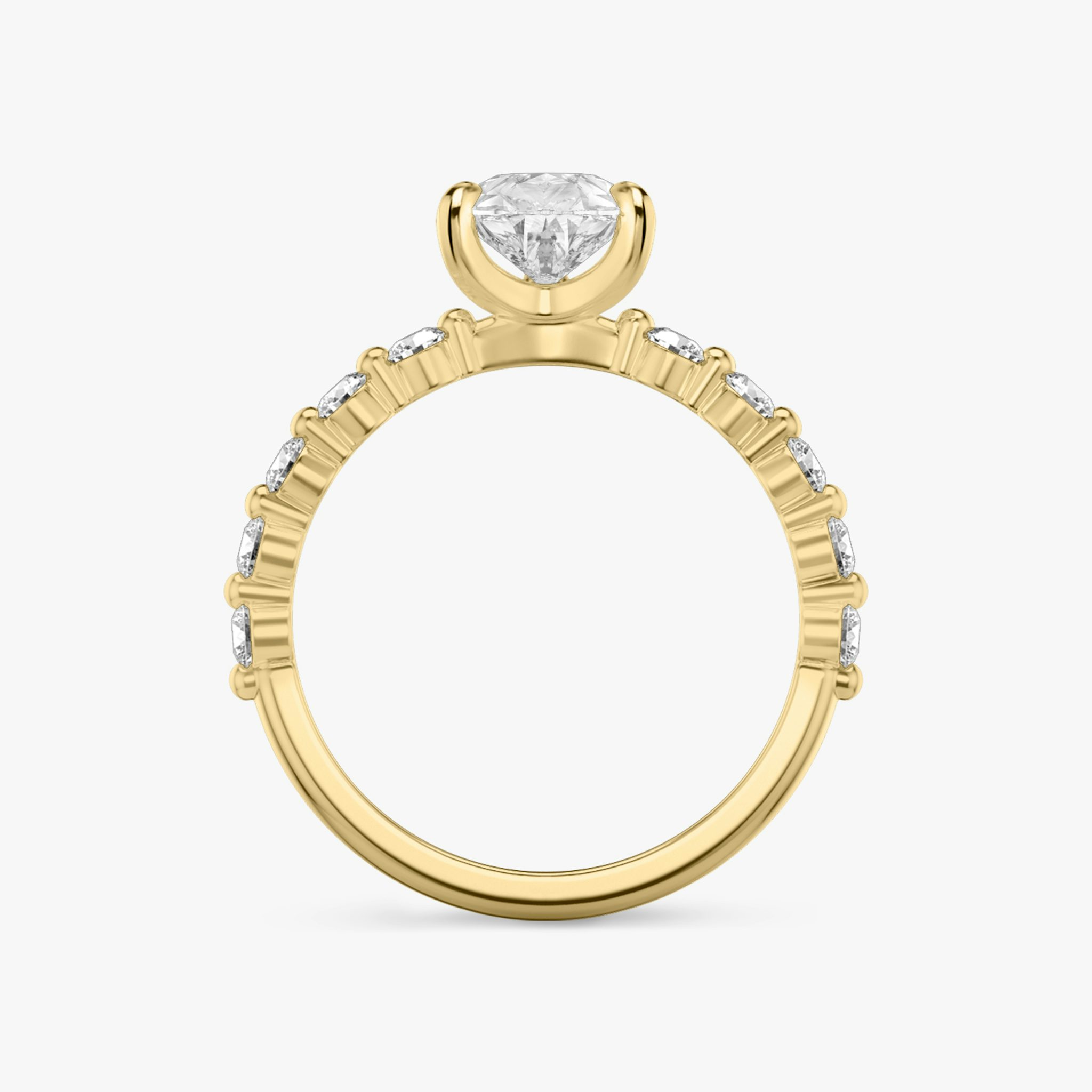 The Single Shared Prong | Pear | 18k | Yellow Gold | bandAccent: Plain | bandStoneStyle: large | diamondOrientation: vertical | caratWeight: other