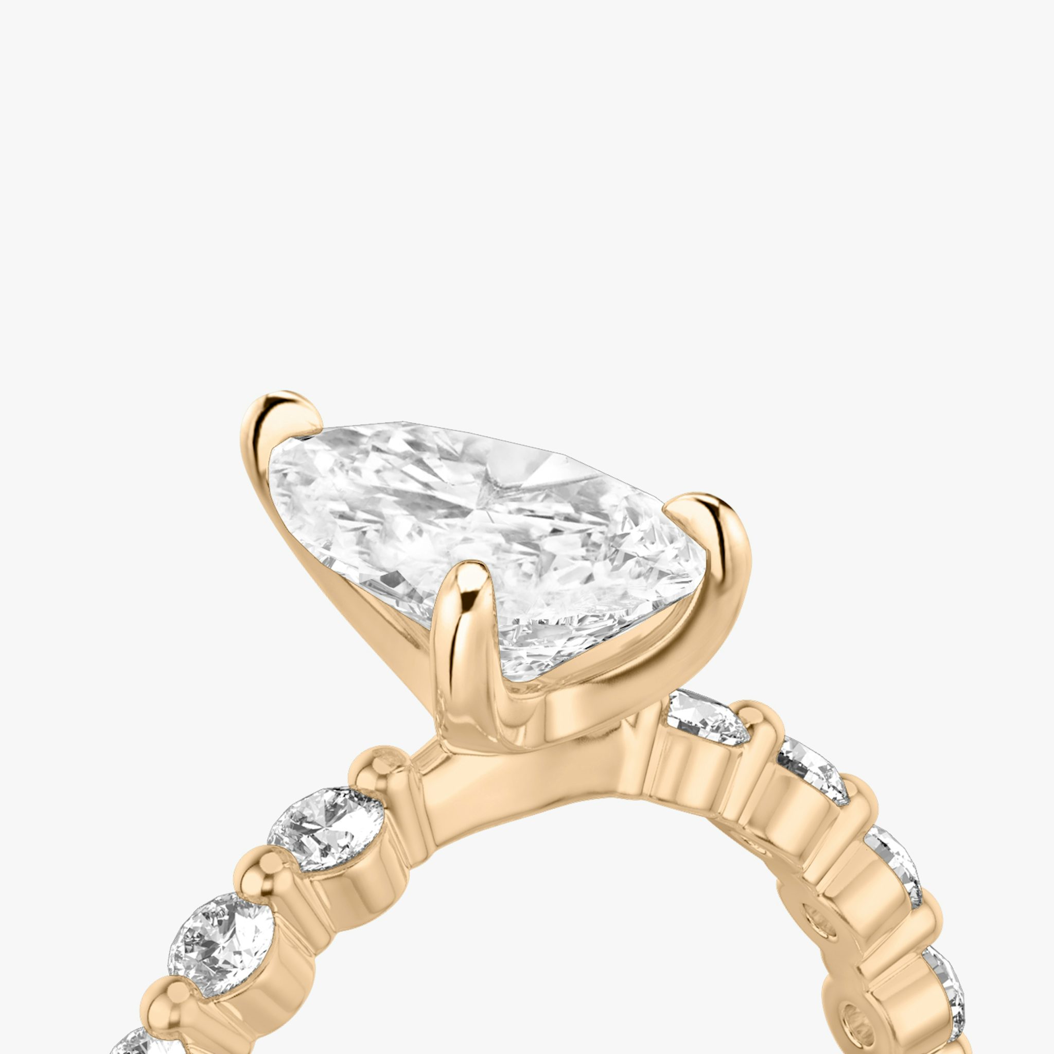 The Single Shared Prong | Pear | 14k | Rose Gold | bandAccent: Plain | bandStoneStyle: large | diamondOrientation: vertical | caratWeight: other