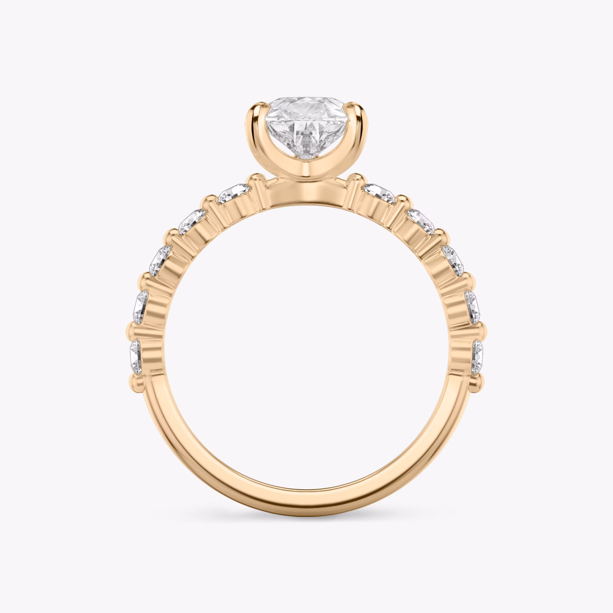 The Single Shared Prong | Pear | 14k | Rose Gold | bandAccent: Plain | bandStoneStyle: large | diamondOrientation: vertical | caratWeight: other