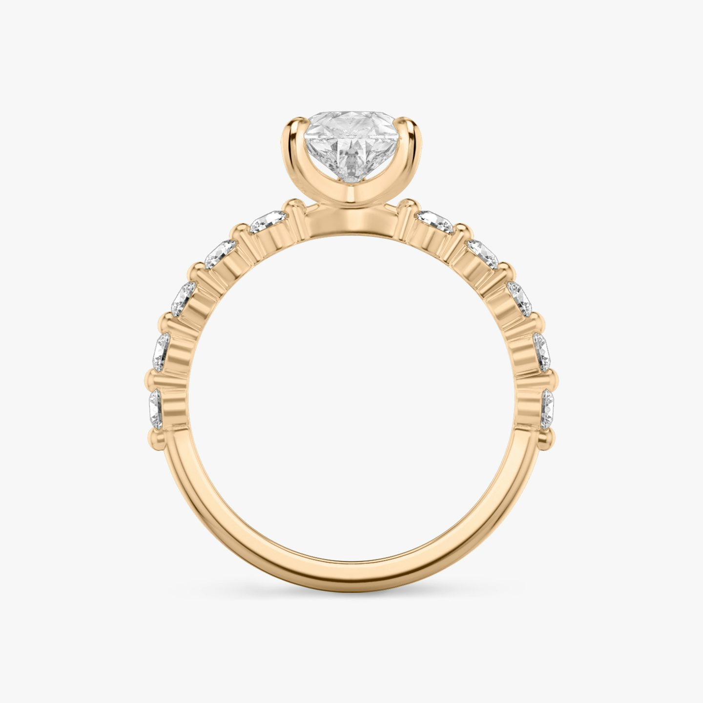 Bague de fiançailles Single Shared Prong | Poire | 14k | Or rose | bandAccent: Simple | bandStoneStyle: large | diamondOrientation: vertical | caratWeight: other