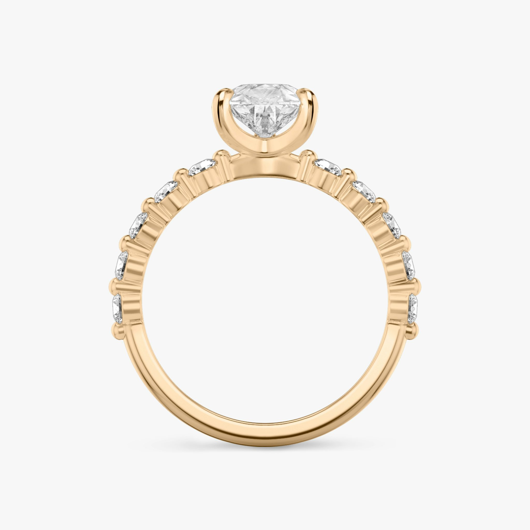 The Single Shared Prong | Pear | 14k | Rose Gold | bandAccent: Plain | bandStoneStyle: large | diamondOrientation: vertical | caratWeight: other