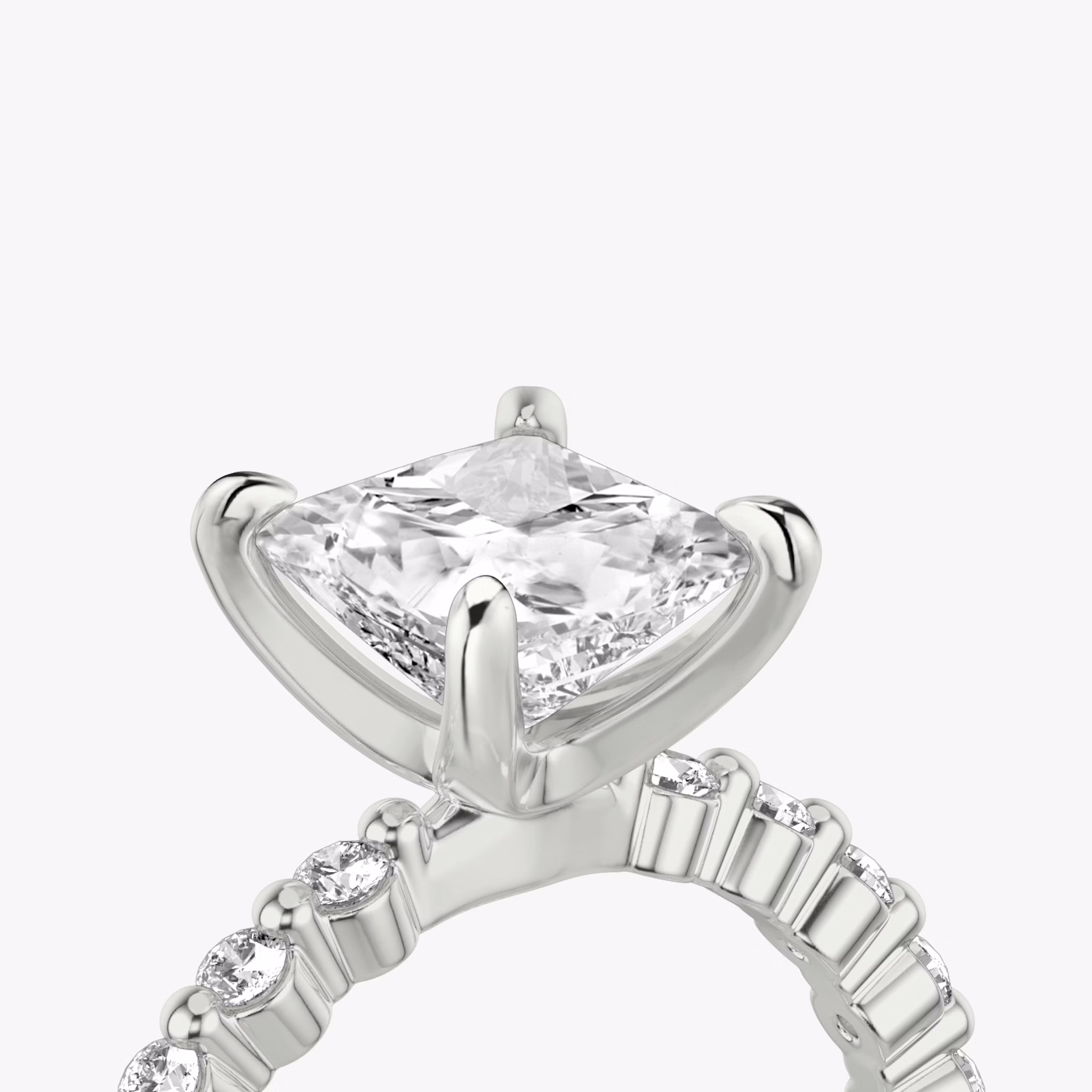 The Single Shared Prong | Princess | 18k | White Gold | bandAccent: Plain | bandStoneStyle: original | diamondOrientation: vertical | caratWeight: other