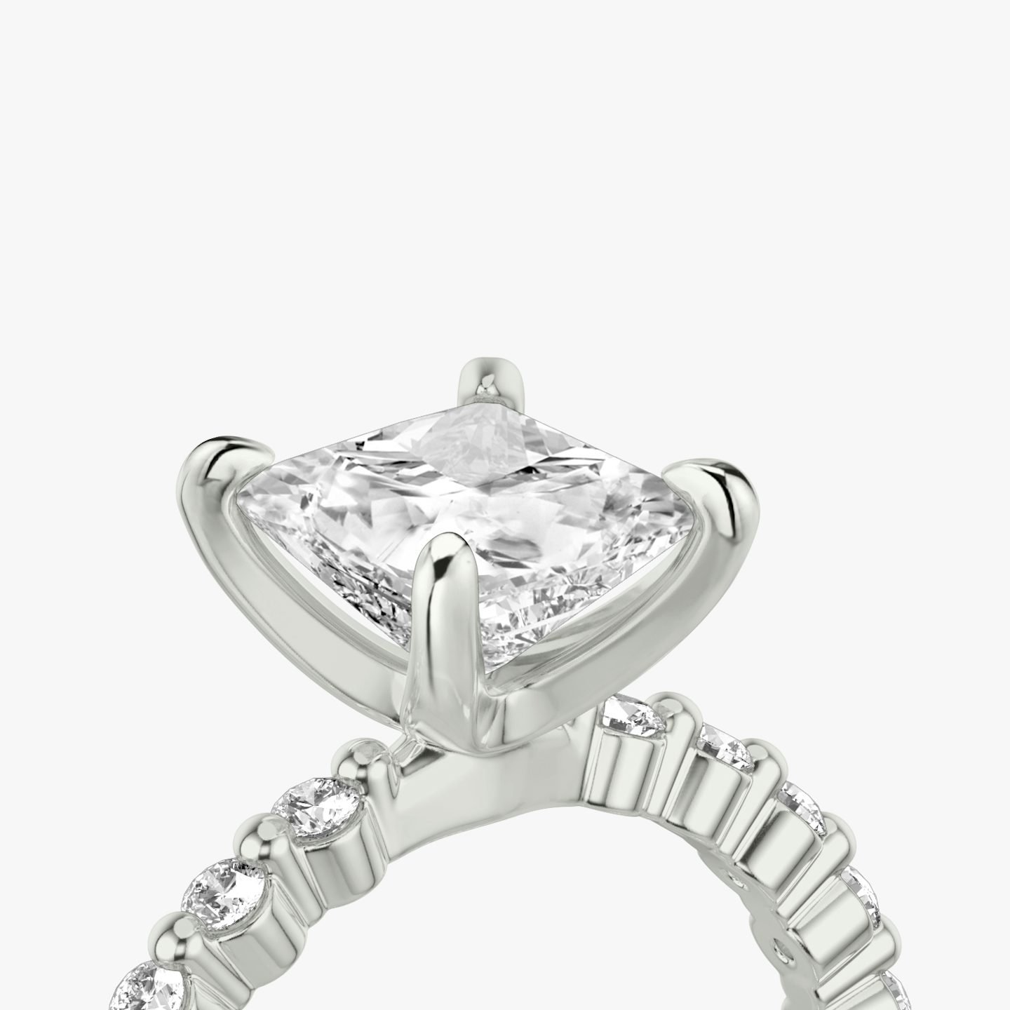 The Single Shared Prong | Princess | 18k | White Gold | bandAccent: Plain | bandStoneStyle: original | diamondOrientation: vertical | caratWeight: other