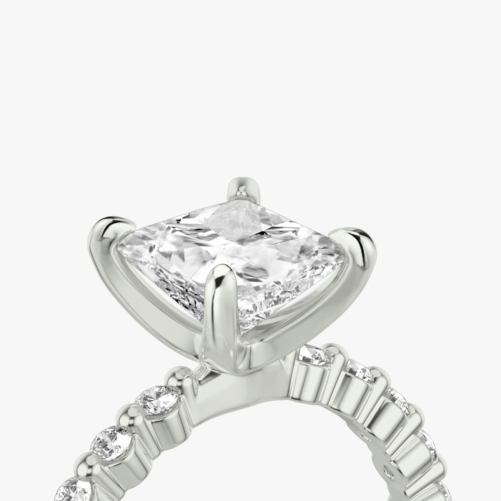 The Single Shared Prong | Princess | 18k | White Gold | bandAccent: Plain | bandStoneStyle: original | diamondOrientation: vertical | caratWeight: other