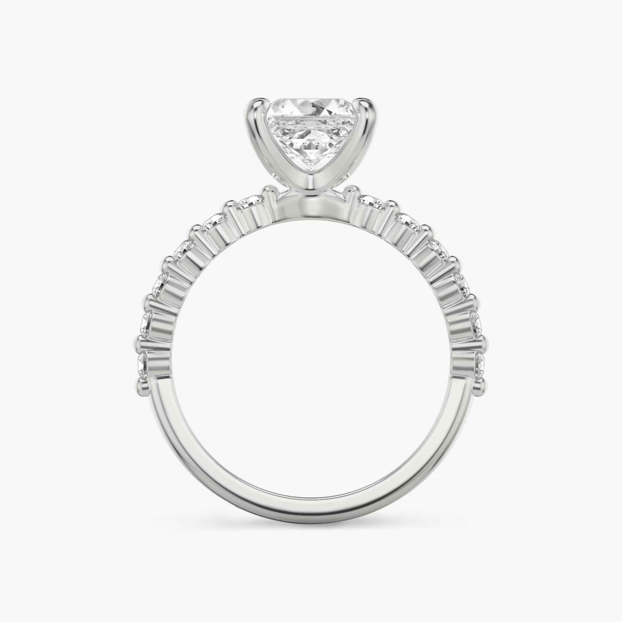 The Single Shared Prong | Princess | 18k | White Gold | bandAccent: Plain | bandStoneStyle: original | diamondOrientation: vertical | caratWeight: other