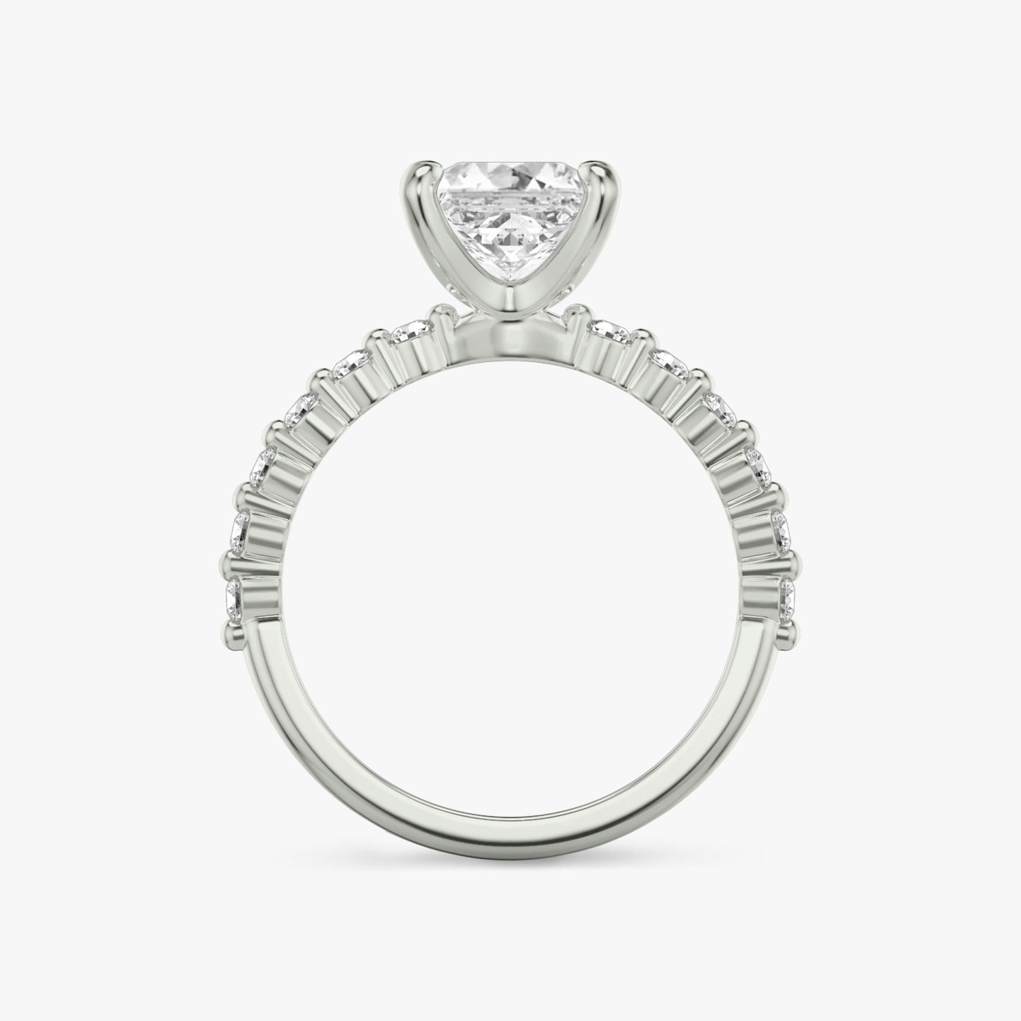 The Single Shared Prong | Princess | 18k | White Gold | bandAccent: Plain | bandStoneStyle: original | diamondOrientation: vertical | caratWeight: other