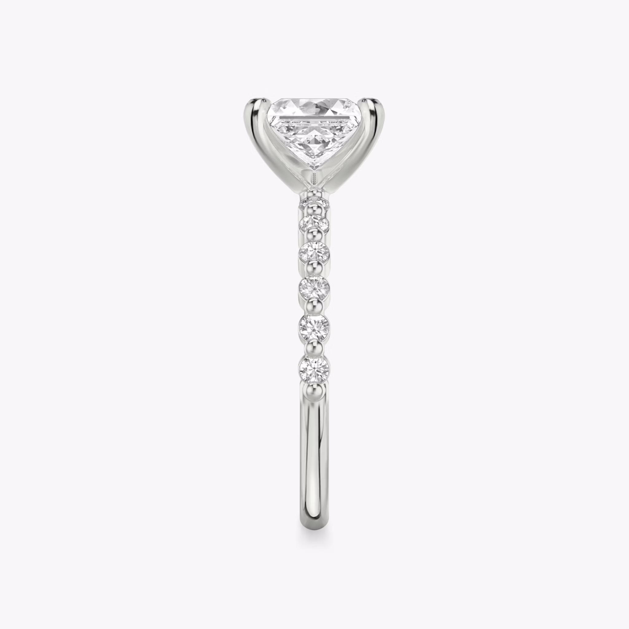 The Single Shared Prong | Princess | 18k | White Gold | bandAccent: Plain | bandStoneStyle: original | diamondOrientation: vertical | caratWeight: other