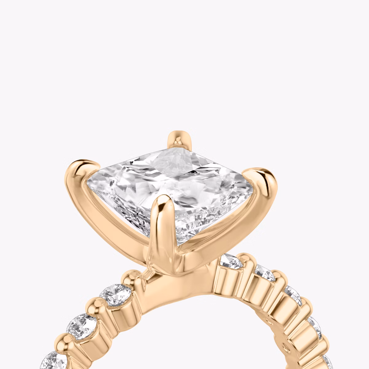 The Single Shared Prong | Princess | 14k | Rose Gold | bandAccent: Plain | bandStoneStyle: original | diamondOrientation: vertical | caratWeight: other