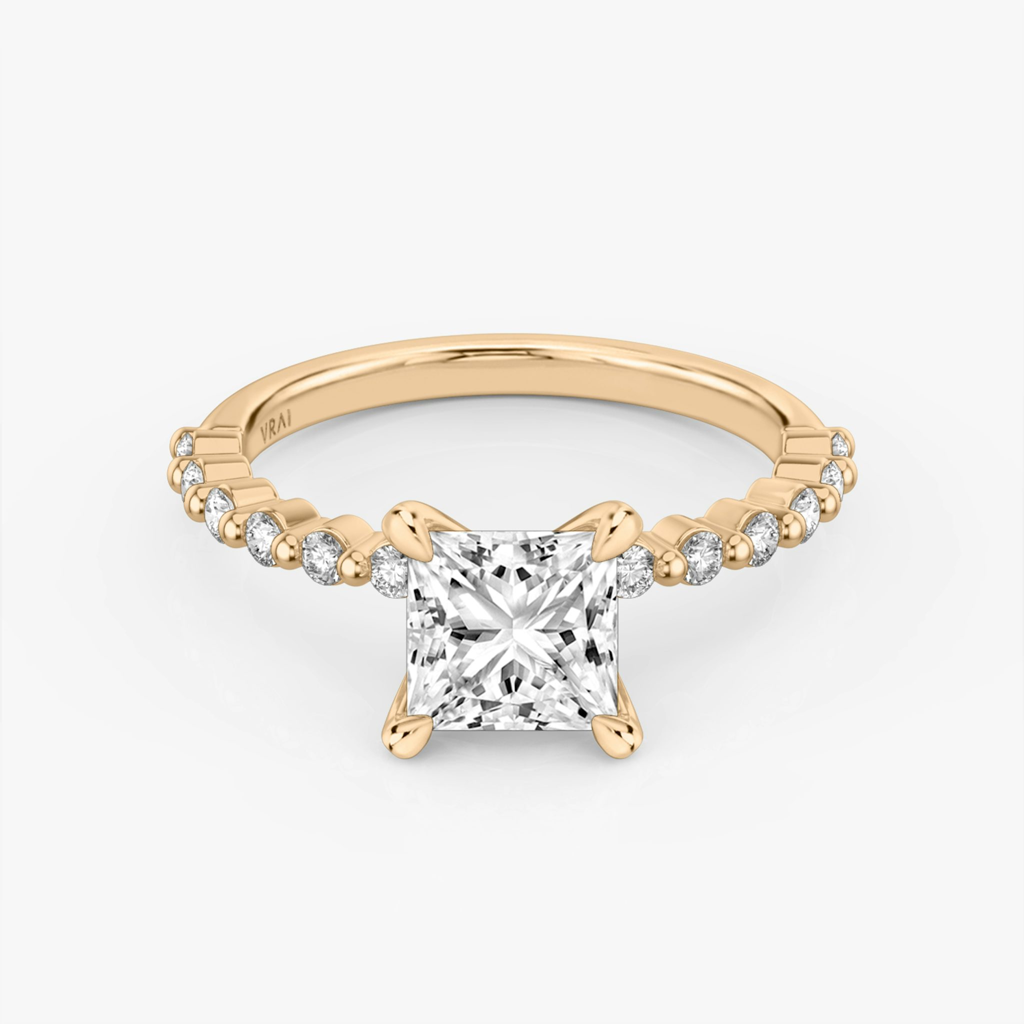The Single Shared Prong | Princess | 14k | Rose Gold | bandAccent: Plain | bandStoneStyle: original | diamondOrientation: vertical | caratWeight: other