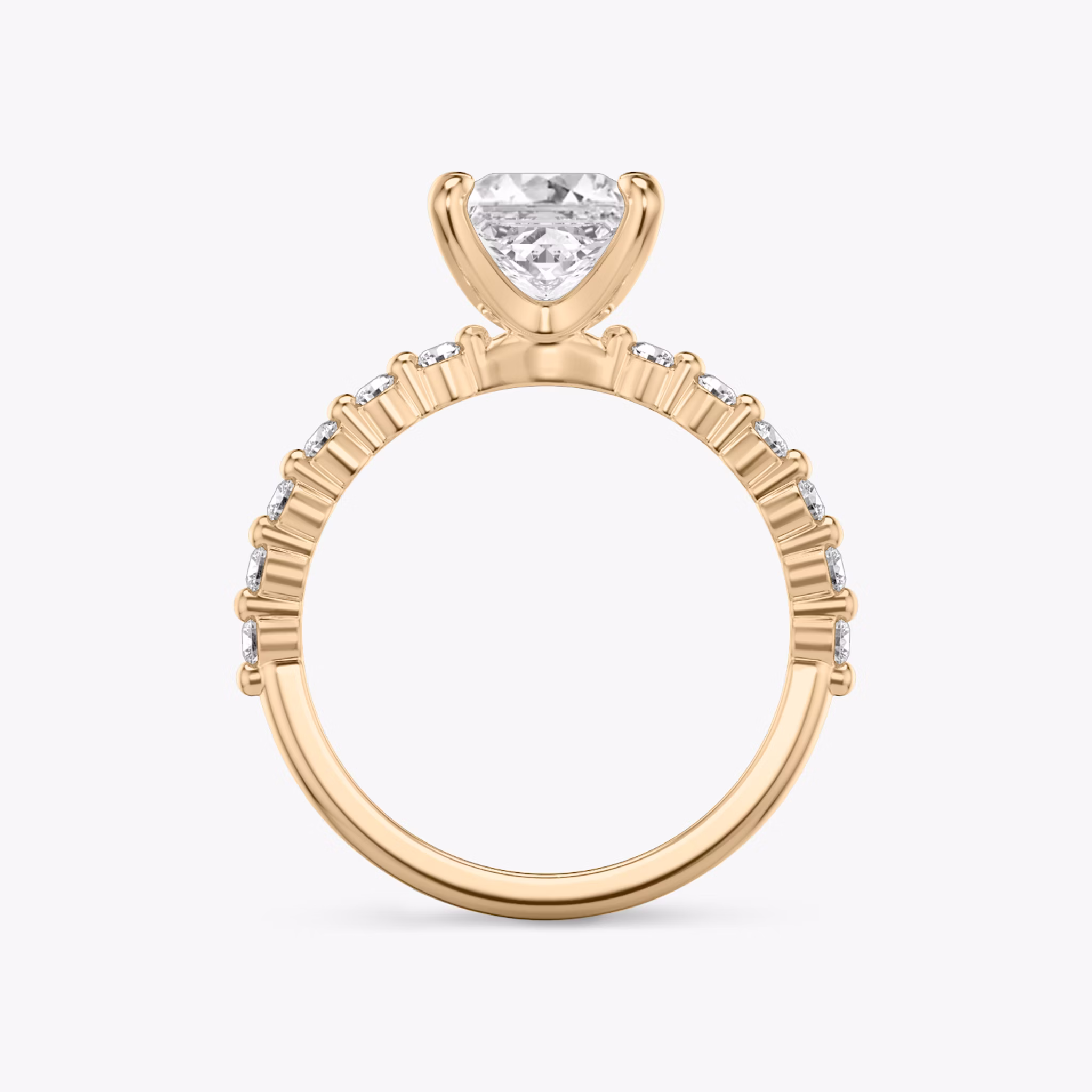 The Single Shared Prong | Princess | 14k | Rose Gold | bandAccent: Plain | bandStoneStyle: original | diamondOrientation: vertical | caratWeight: other