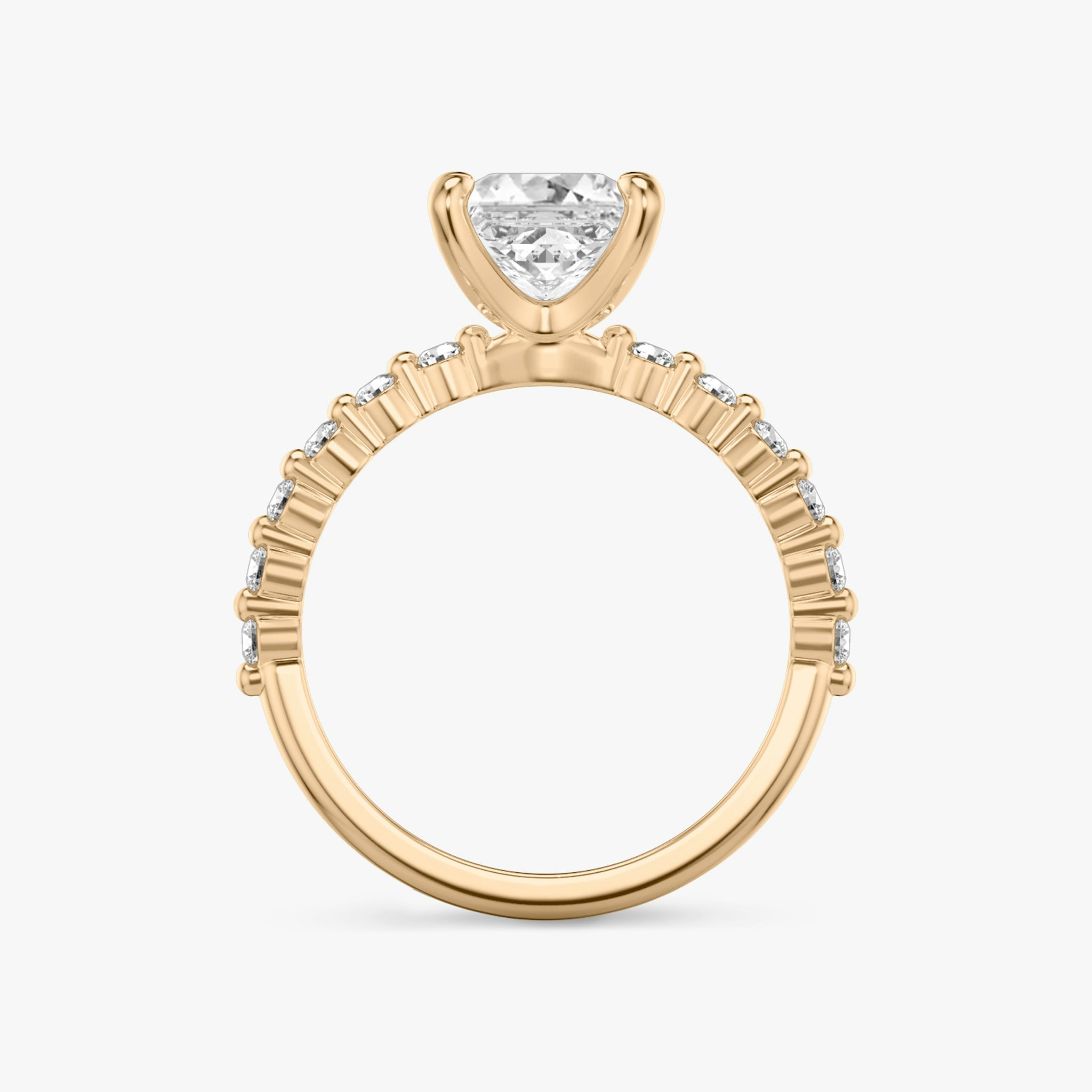 The Single Shared Prong | Princess | 14k | Rose Gold | bandAccent: Plain | bandStoneStyle: original | diamondOrientation: vertical | caratWeight: other