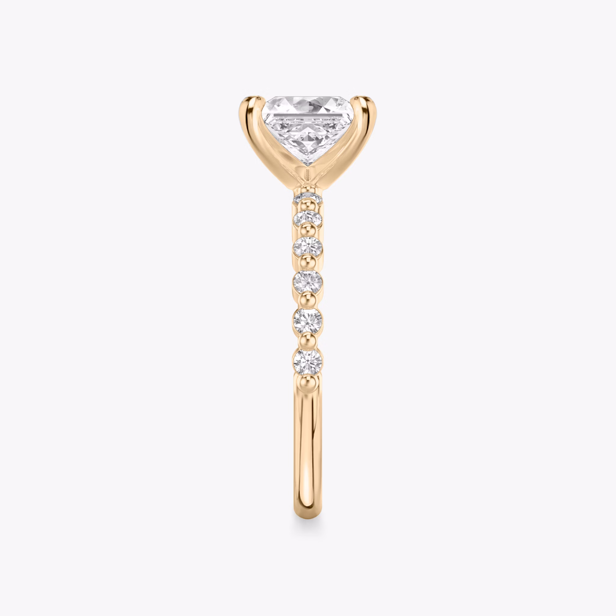 The Single Shared Prong | Princess | 14k | Rose Gold | bandAccent: Plain | bandStoneStyle: original | diamondOrientation: vertical | caratWeight: other