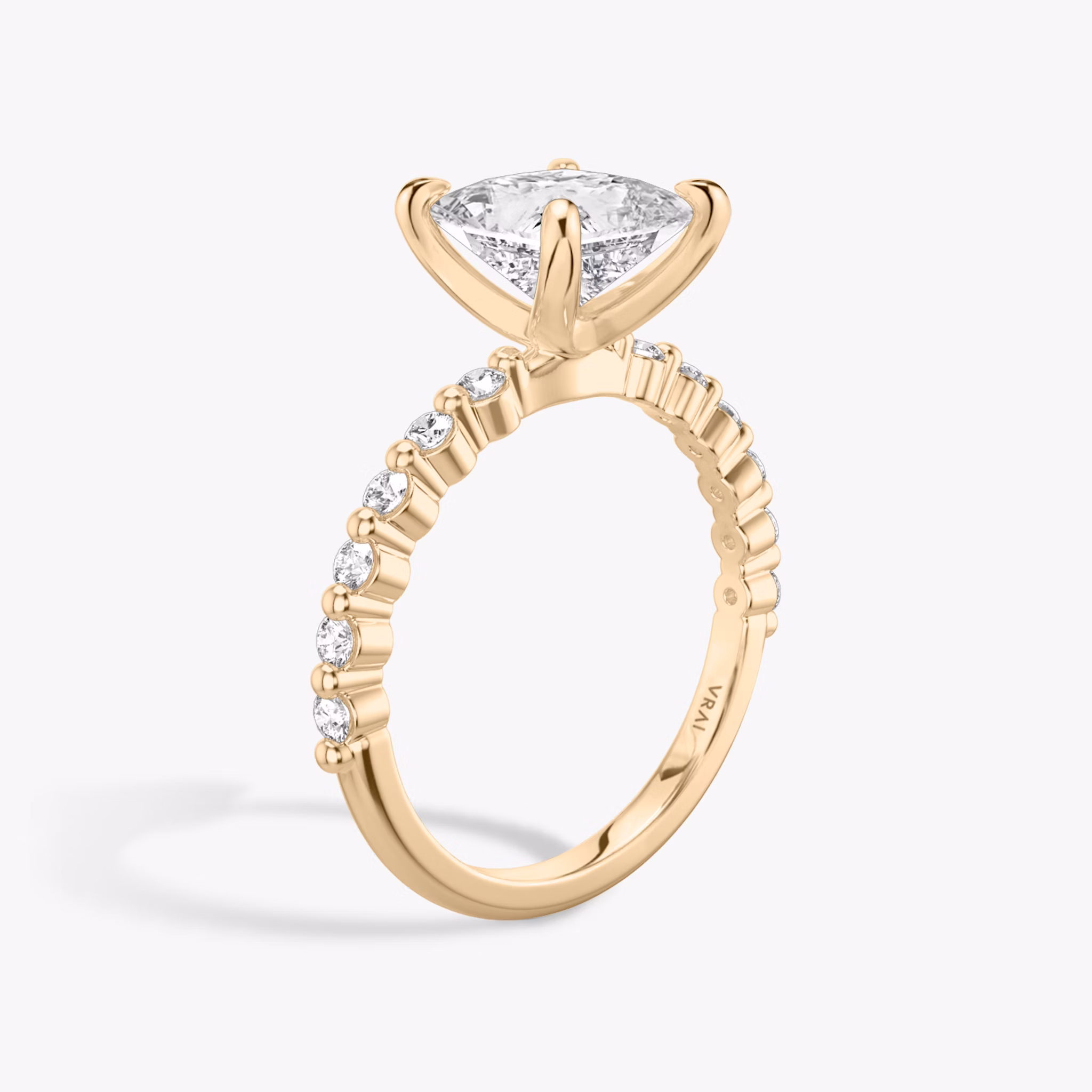 The Single Shared Prong | Princess | 14k | Rose Gold | bandAccent: Plain | bandStoneStyle: original | diamondOrientation: vertical | caratWeight: other