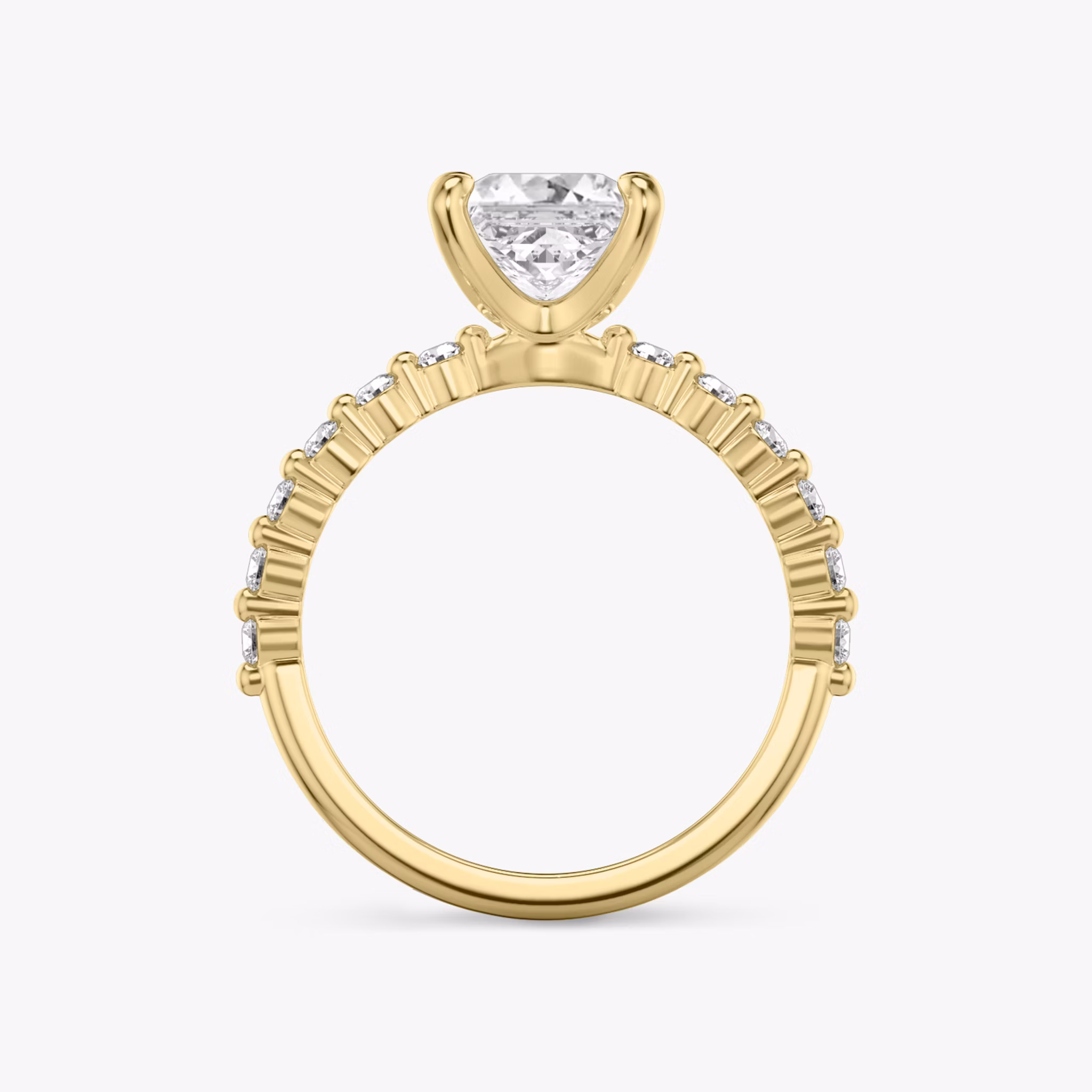 The Single Shared Prong | Princess | 18k | Yellow Gold | bandAccent: Plain | bandStoneStyle: original | diamondOrientation: vertical | caratWeight: other