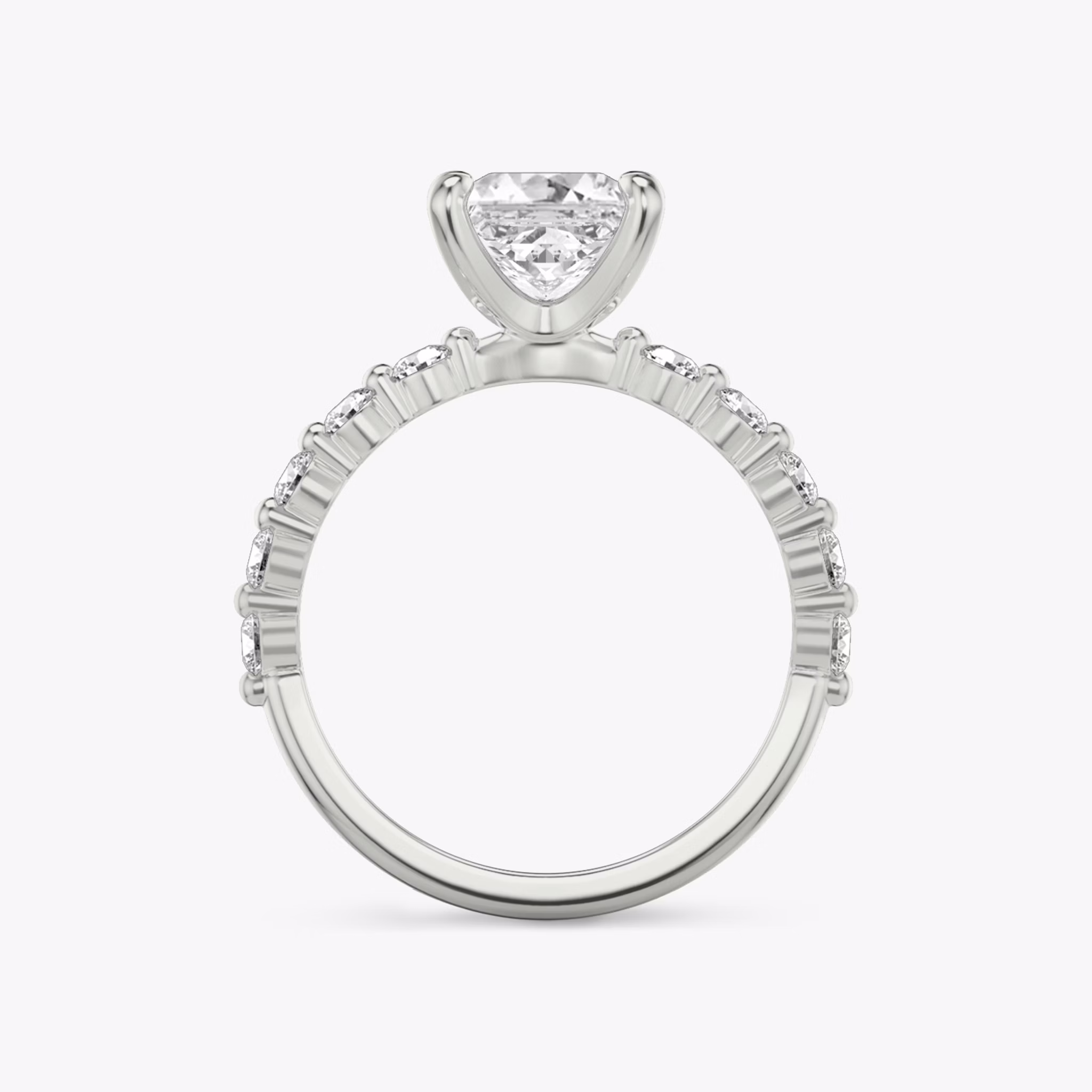 The Single Shared Prong | Princess | 18k | White Gold | bandAccent: Plain | bandStoneStyle: large | diamondOrientation: vertical | caratWeight: other