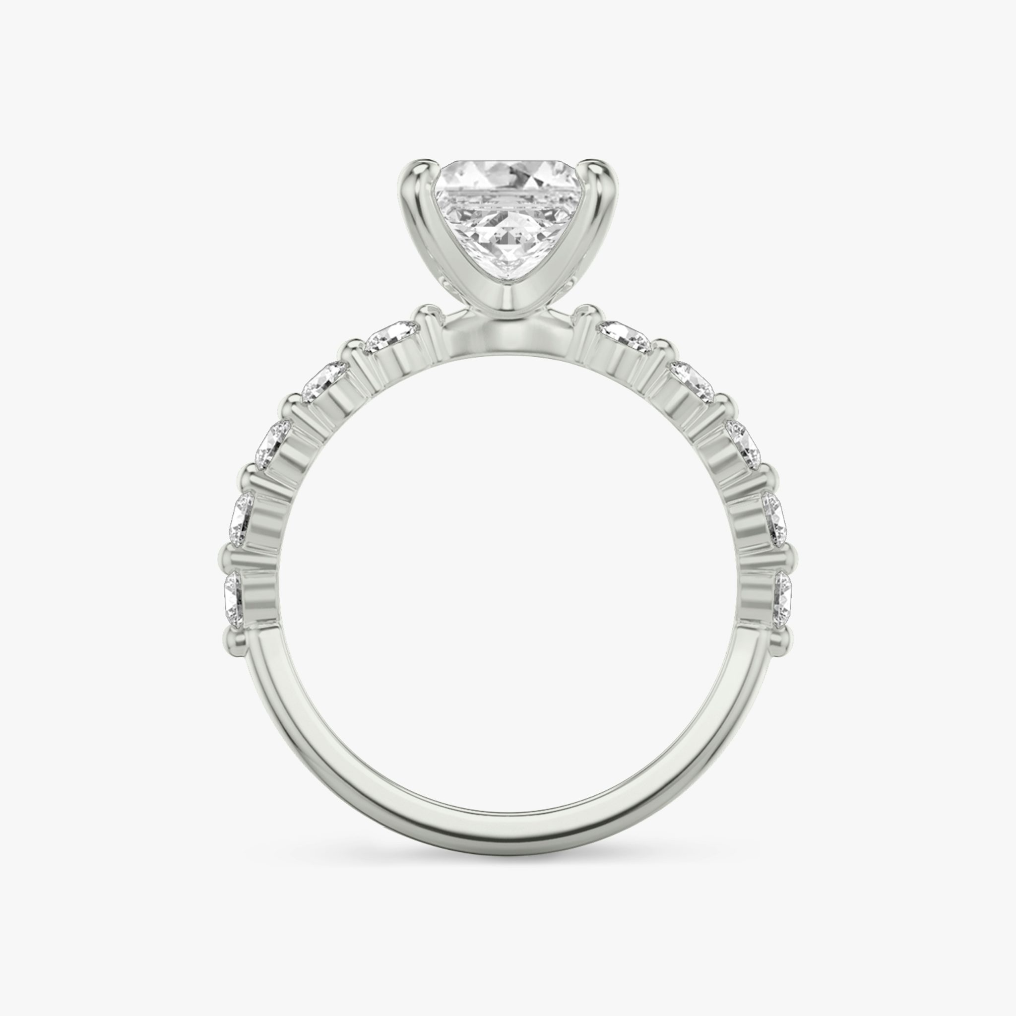 The Single Shared Prong | Princess | 18k | White Gold | bandAccent: Plain | bandStoneStyle: large | diamondOrientation: vertical | caratWeight: other