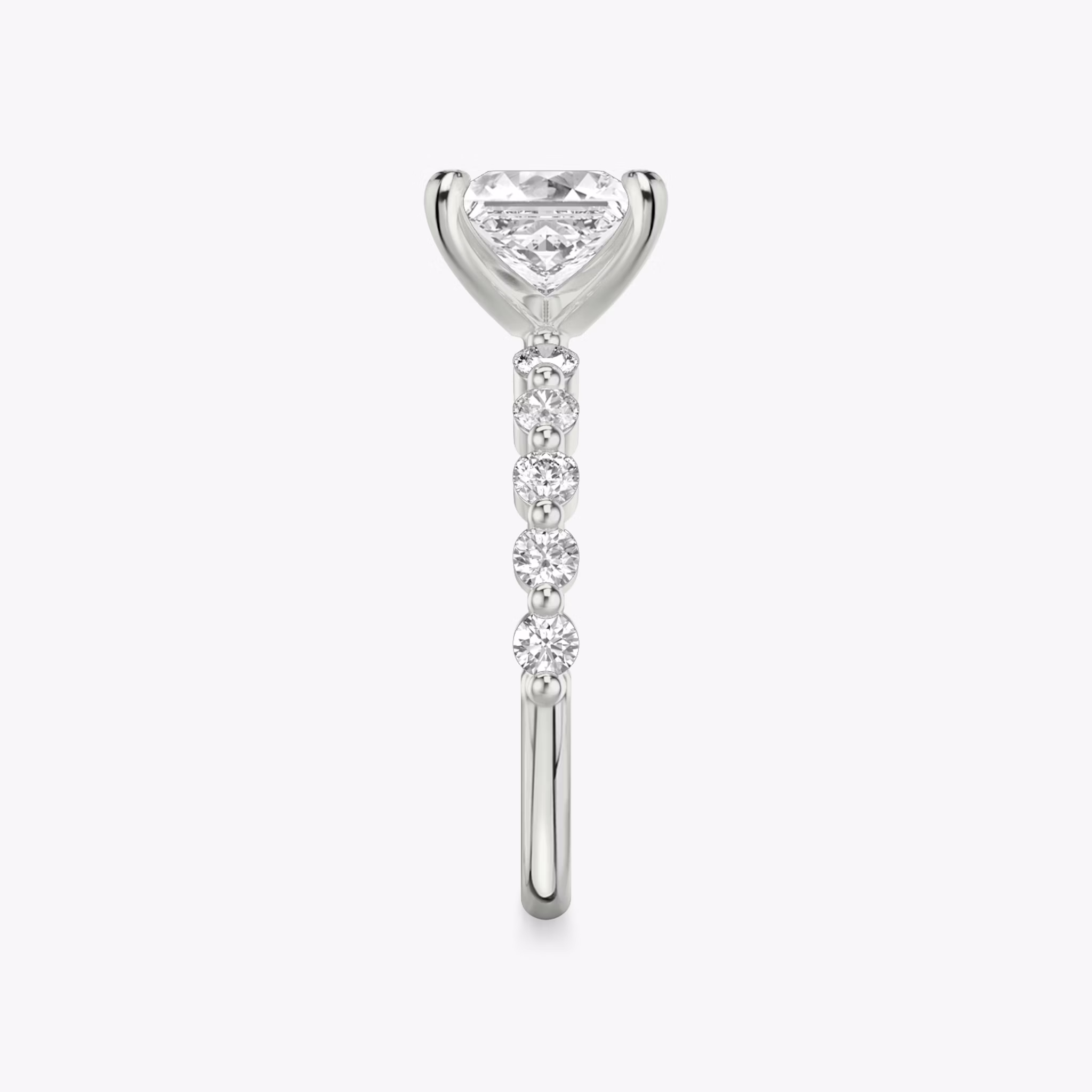 The Single Shared Prong | Princess | 18k | White Gold | bandAccent: Plain | bandStoneStyle: large | diamondOrientation: vertical | caratWeight: other