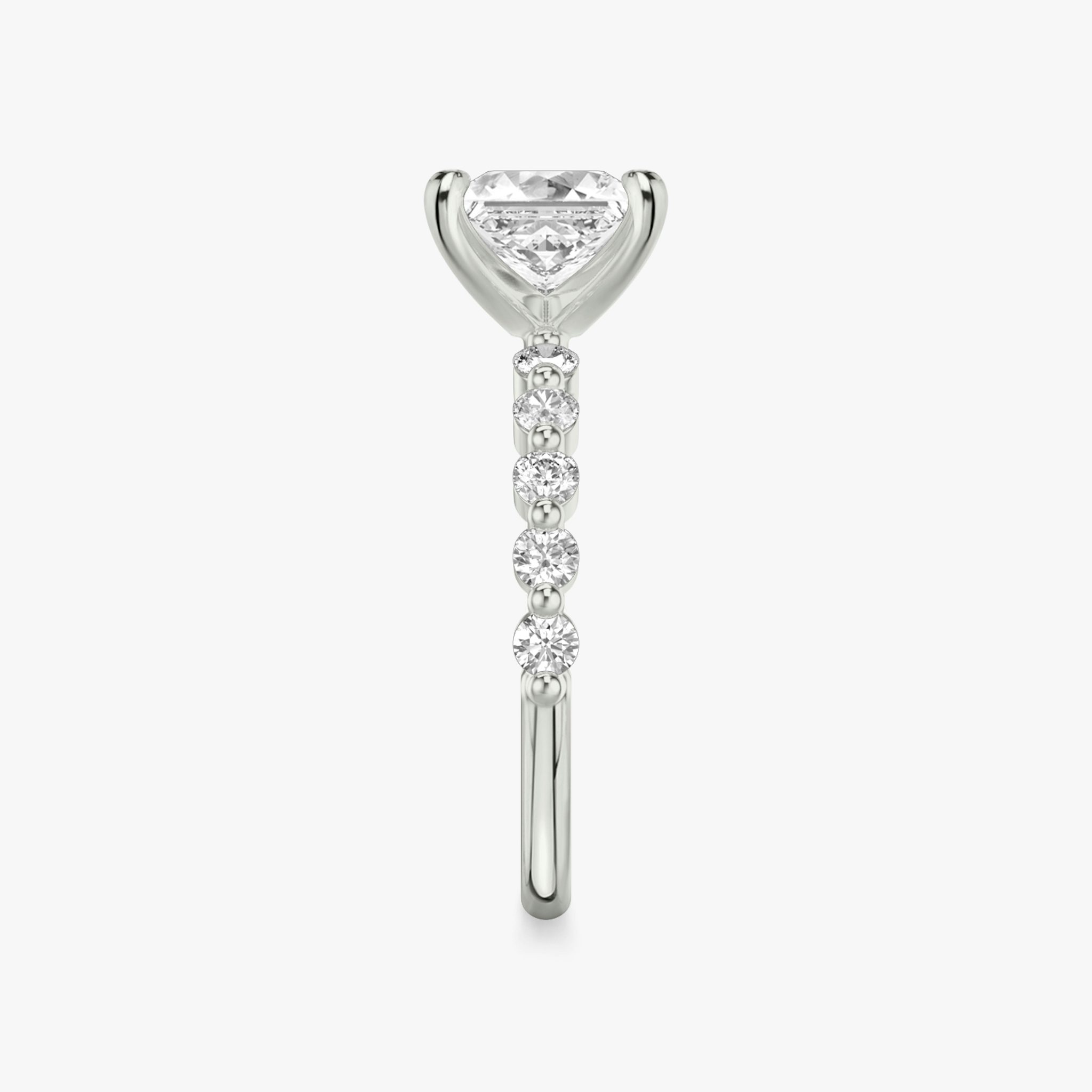 The Single Shared Prong | Princess | 18k | White Gold | bandAccent: Plain | bandStoneStyle: large | diamondOrientation: vertical | caratWeight: other