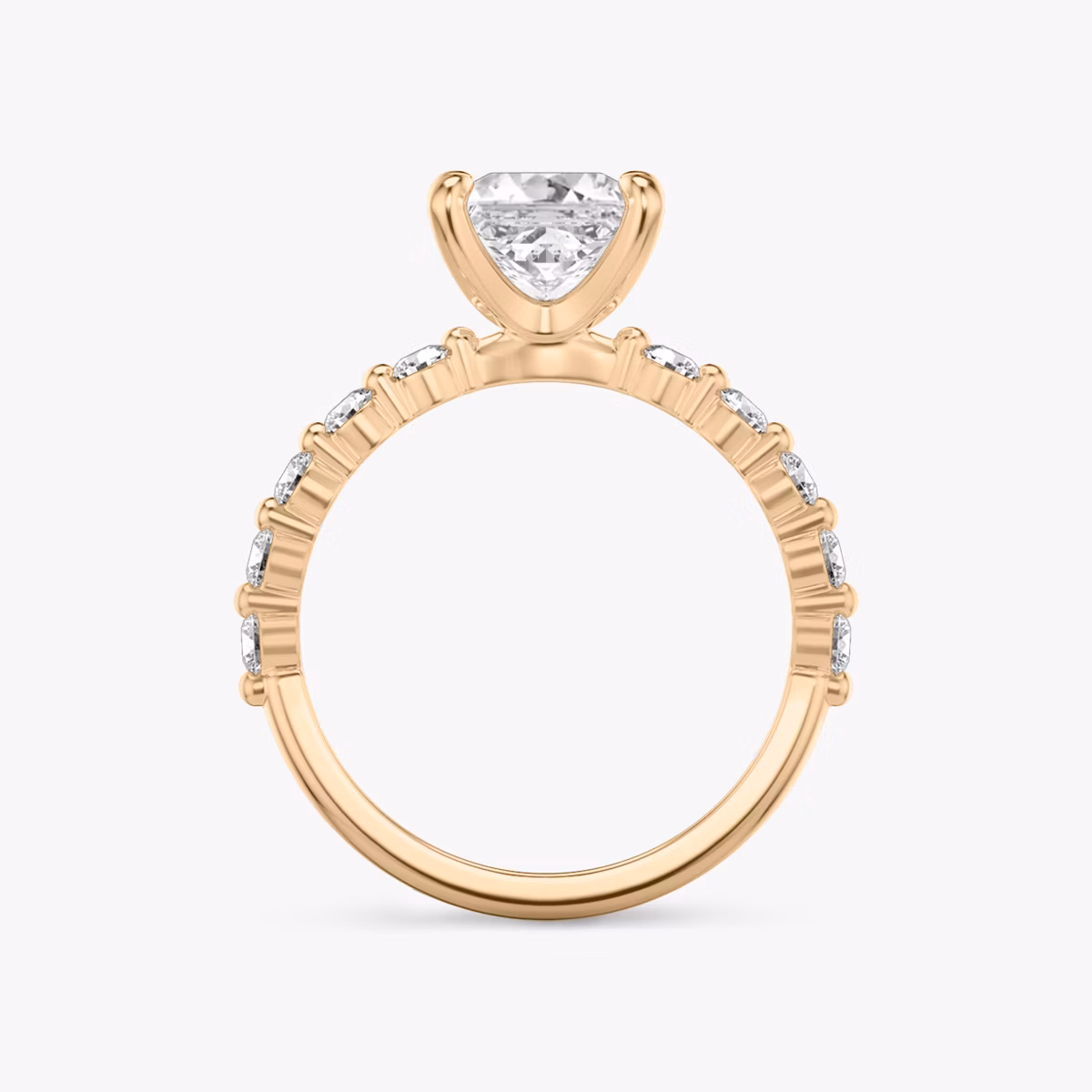 The Single Shared Prong | Princess | 14k | Rose Gold | bandAccent: Plain | bandStoneStyle: large | diamondOrientation: vertical | caratWeight: other