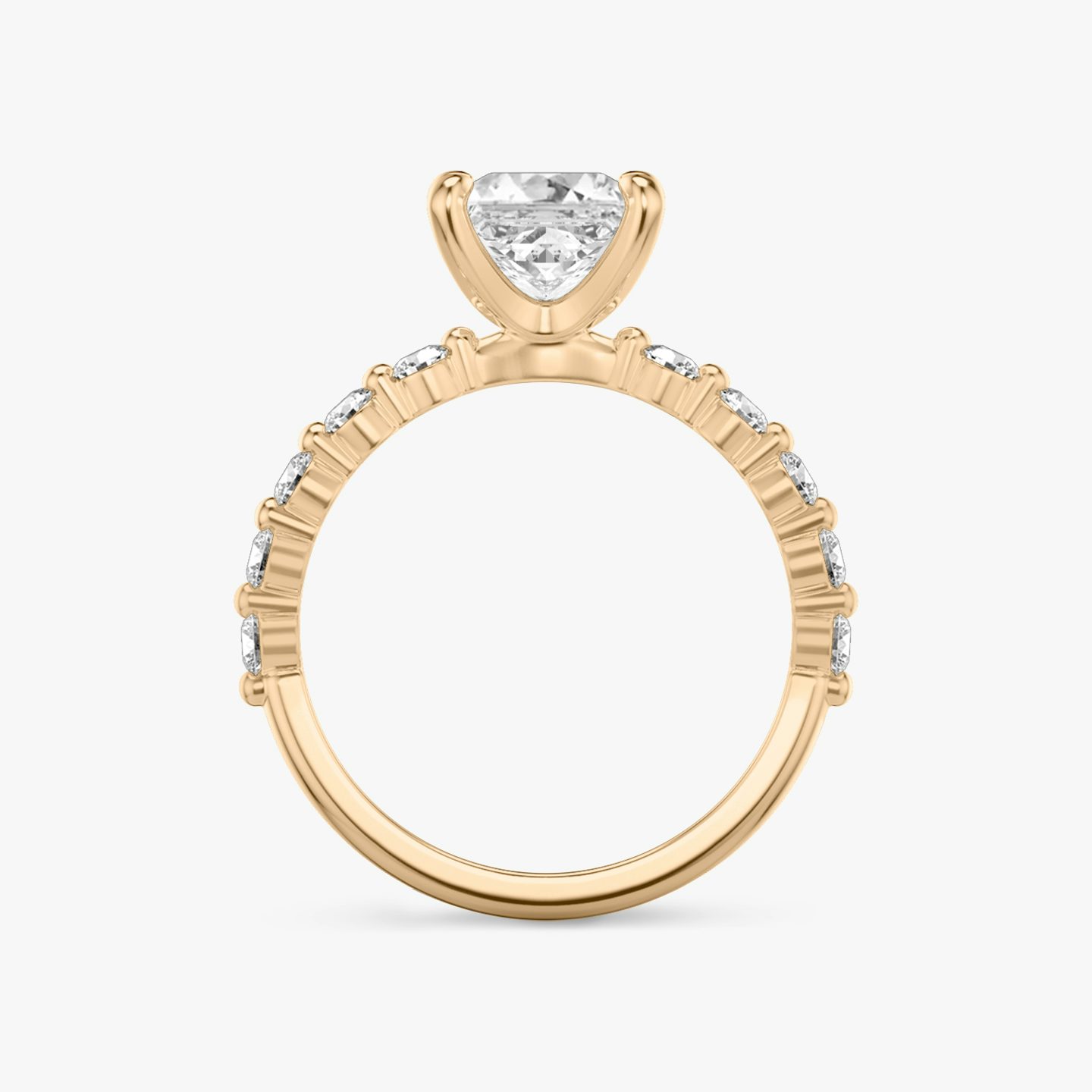 The Single Shared Prong | Princess | 14k | Rose Gold | bandAccent: Plain | bandStoneStyle: large | diamondOrientation: vertical | caratWeight: other