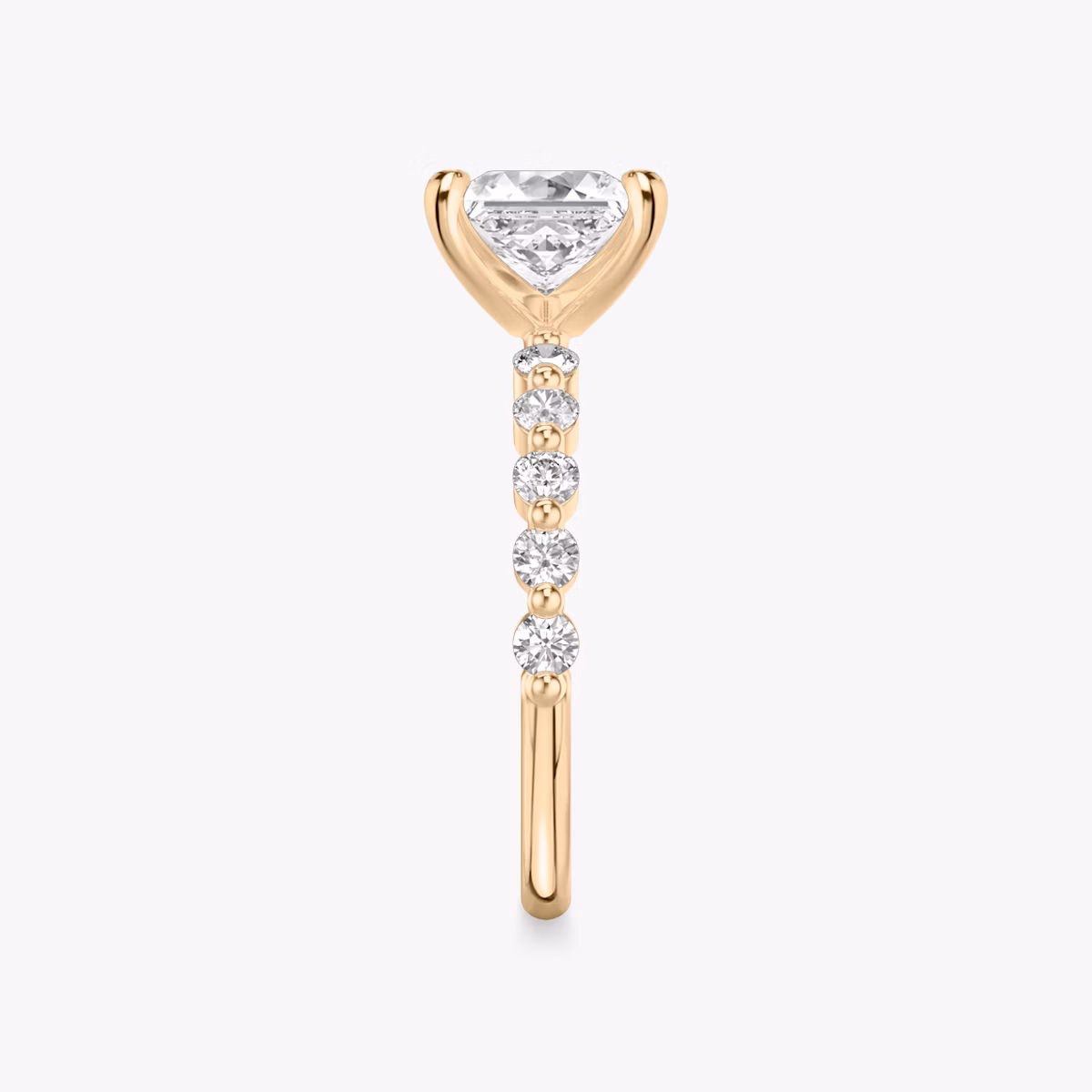 The Single Shared Prong | Princess | 14k | Rose Gold | bandAccent: Plain | bandStoneStyle: large | diamondOrientation: vertical | caratWeight: other