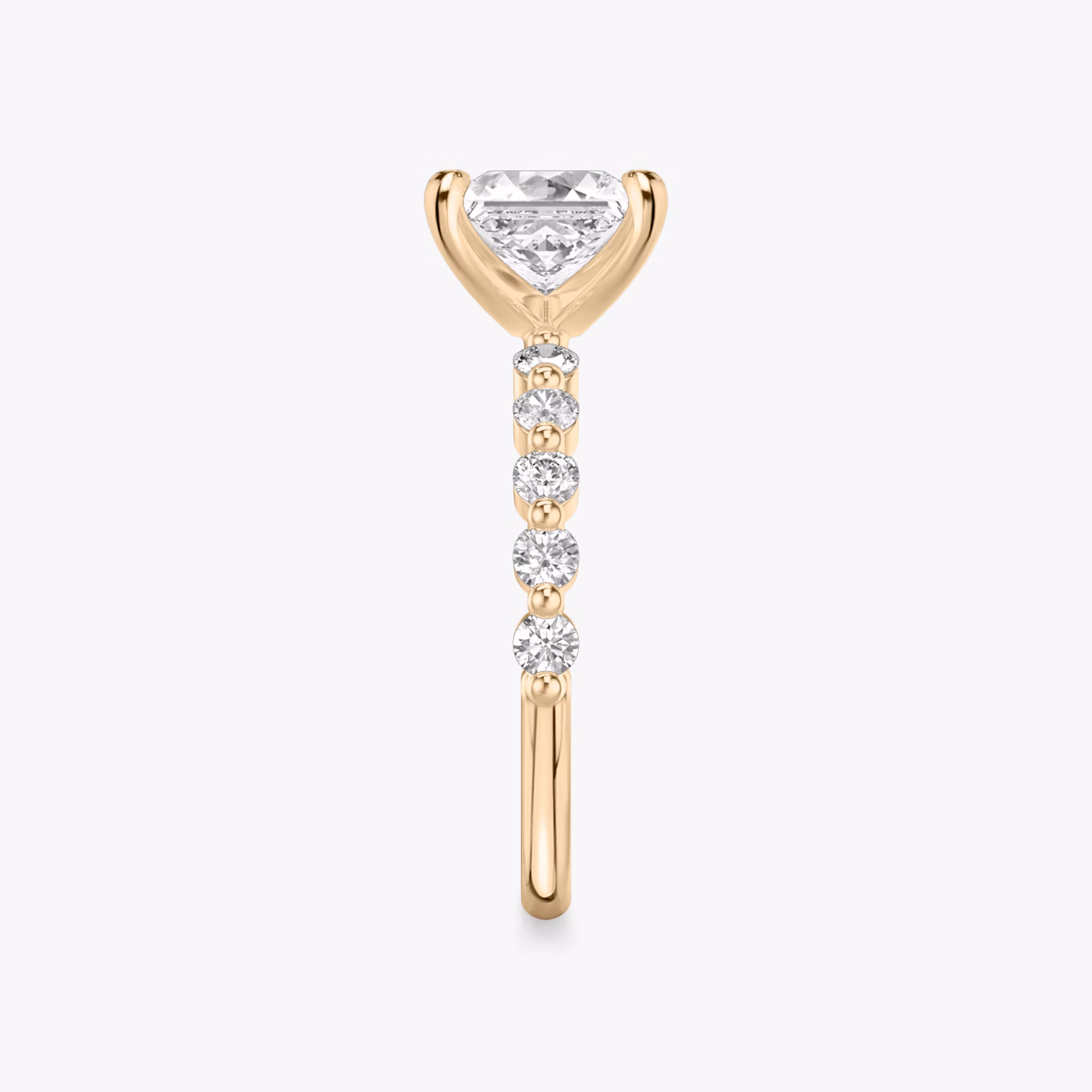 The Single Shared Prong | Princess | 14k | Rose Gold | bandAccent: Plain | bandStoneStyle: large | diamondOrientation: vertical | caratWeight: other