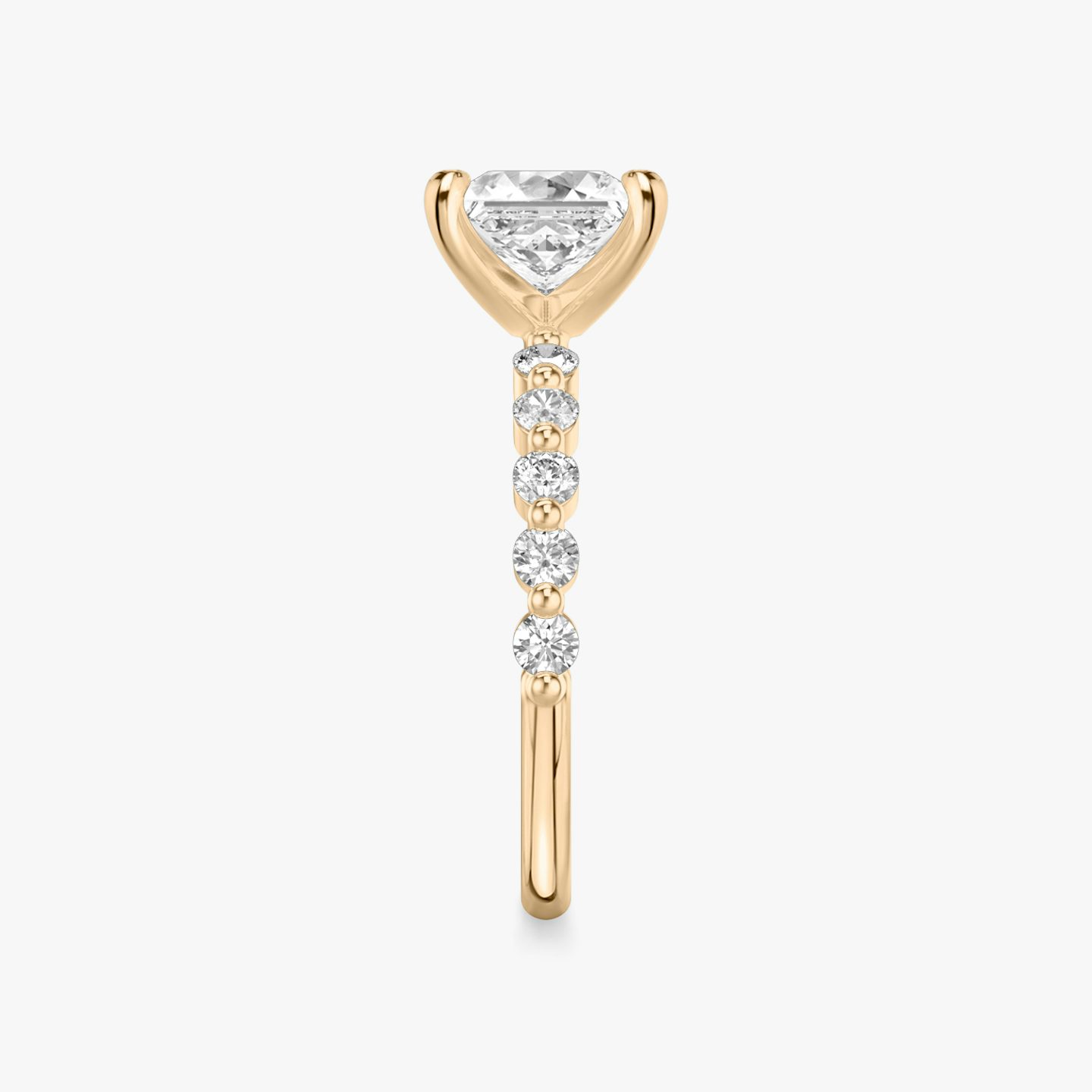The Single Shared Prong | Princess | 14k | Rose Gold | bandAccent: Plain | bandStoneStyle: large | diamondOrientation: vertical | caratWeight: other