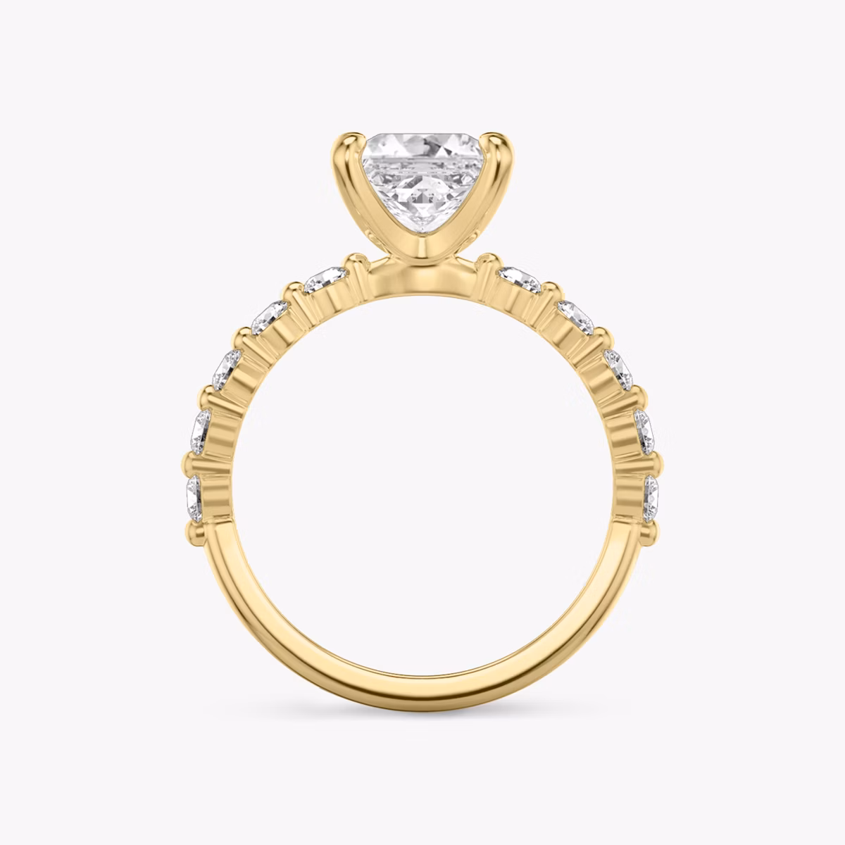 The Single Shared Prong | Princess | 18k | Yellow Gold | bandAccent: Plain | bandStoneStyle: large | diamondOrientation: vertical | caratWeight: other