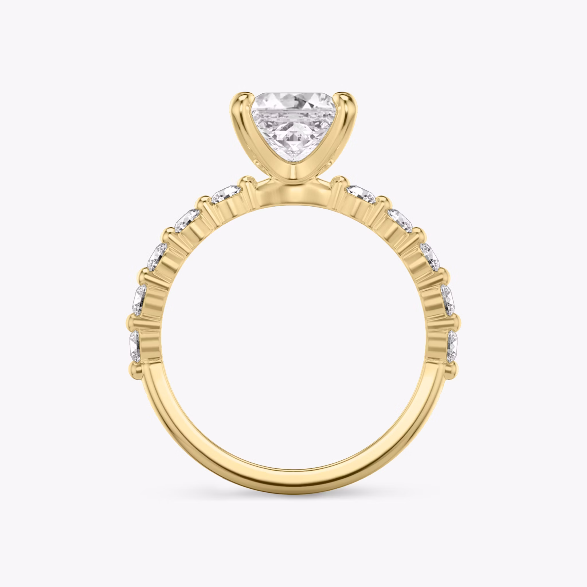 The Single Shared Prong | Princess | 18k | Yellow Gold | bandAccent: Plain | bandStoneStyle: large | diamondOrientation: vertical | caratWeight: other