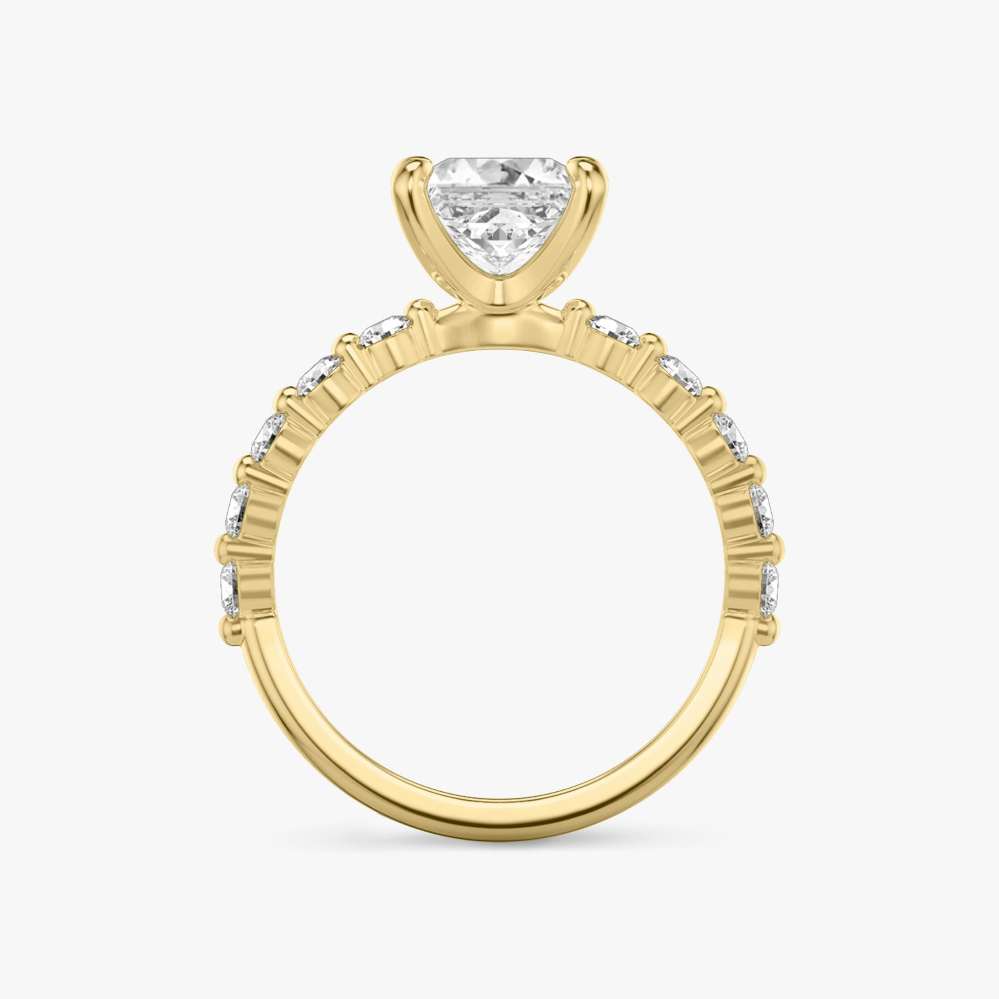 The Single Shared Prong | Princess | 18k | Yellow Gold | bandAccent: Plain | bandStoneStyle: large | diamondOrientation: vertical | caratWeight: other