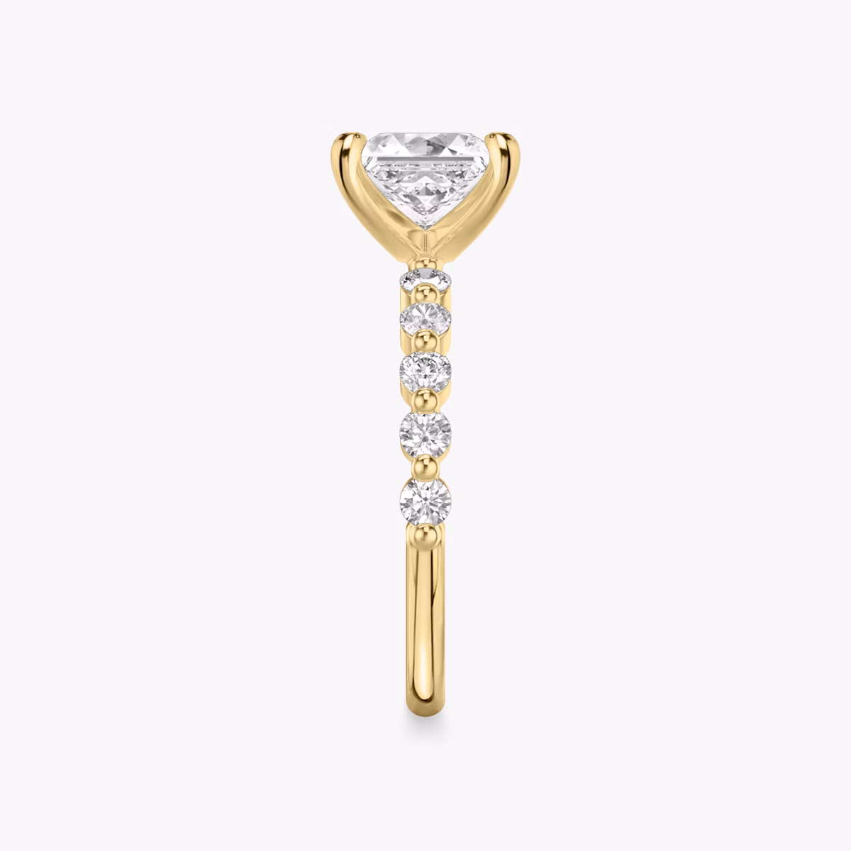 The Single Shared Prong | Princess | 18k | Yellow Gold | bandAccent: Plain | bandStoneStyle: large | diamondOrientation: vertical | caratWeight: other
