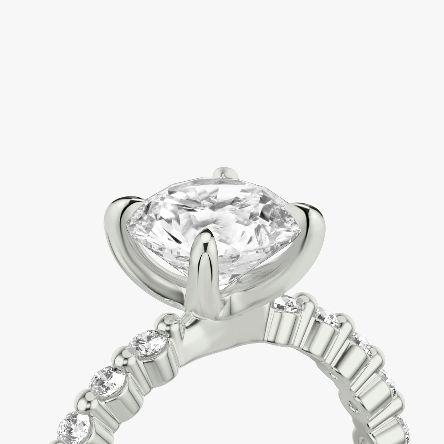 The Single Shared Prong | Round Brilliant | 18k | White Gold | bandAccent: Plain | bandStoneStyle: original | caratWeight: 1.0ct | diamondOrientation: vertical