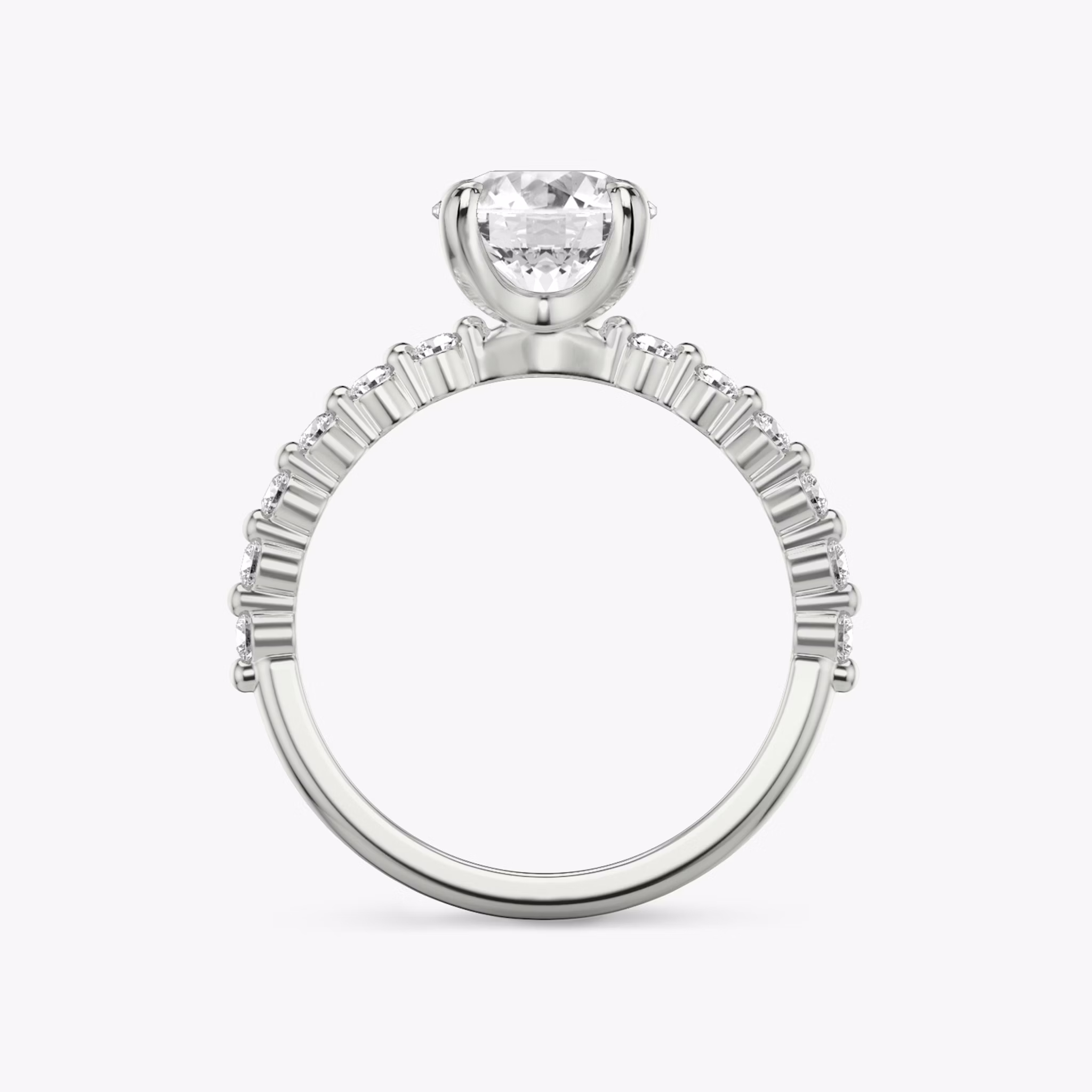 The Single Shared Prong | Round Brilliant | Platinum | bandAccent: Plain | bandStoneStyle: original | caratWeight: 1.0ct | diamondOrientation: vertical