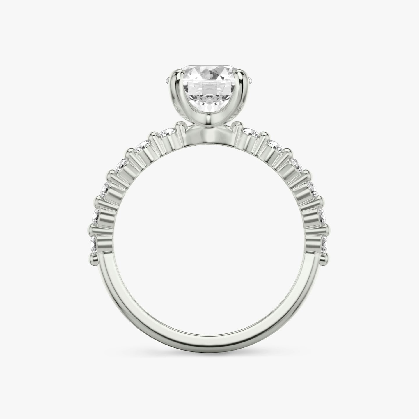 The Single Shared Prong | Round Brilliant | 18k | White Gold | bandAccent: Plain | bandStoneStyle: original | caratWeight: 1.0ct | diamondOrientation: vertical