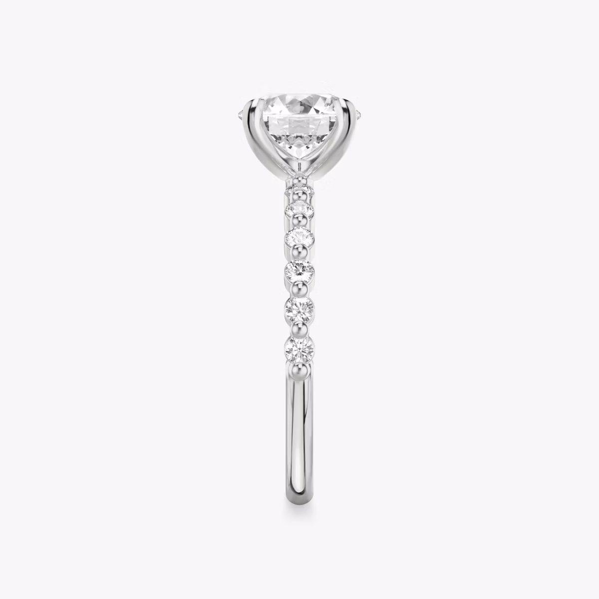The Single Shared Prong | Round Brilliant | Platinum | bandAccent: Plain | bandStoneStyle: original | caratWeight: 1.5ct | diamondOrientation: vertical