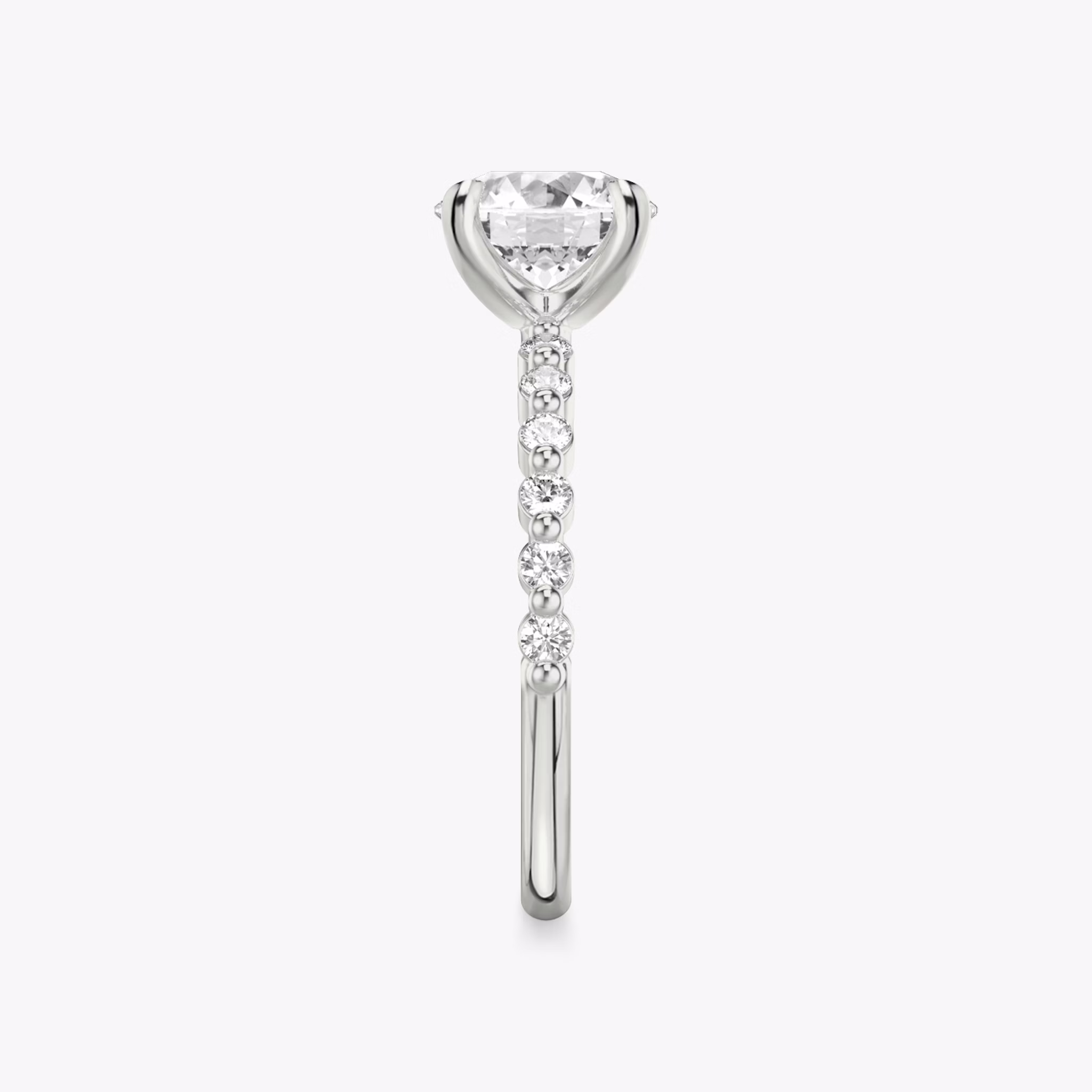 The Single Shared Prong | Round Brilliant | Platinum | bandAccent: Plain | bandStoneStyle: original | caratWeight: 1.0ct | diamondOrientation: vertical